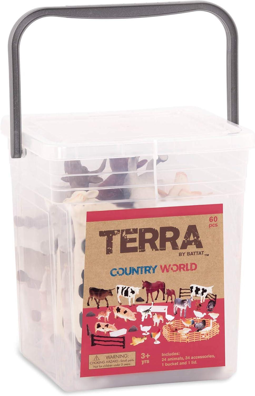 Terra by Battat – Country World – Realistic Cows Toys & Farm Animal Toys for Kids 3+ (60 Pc)