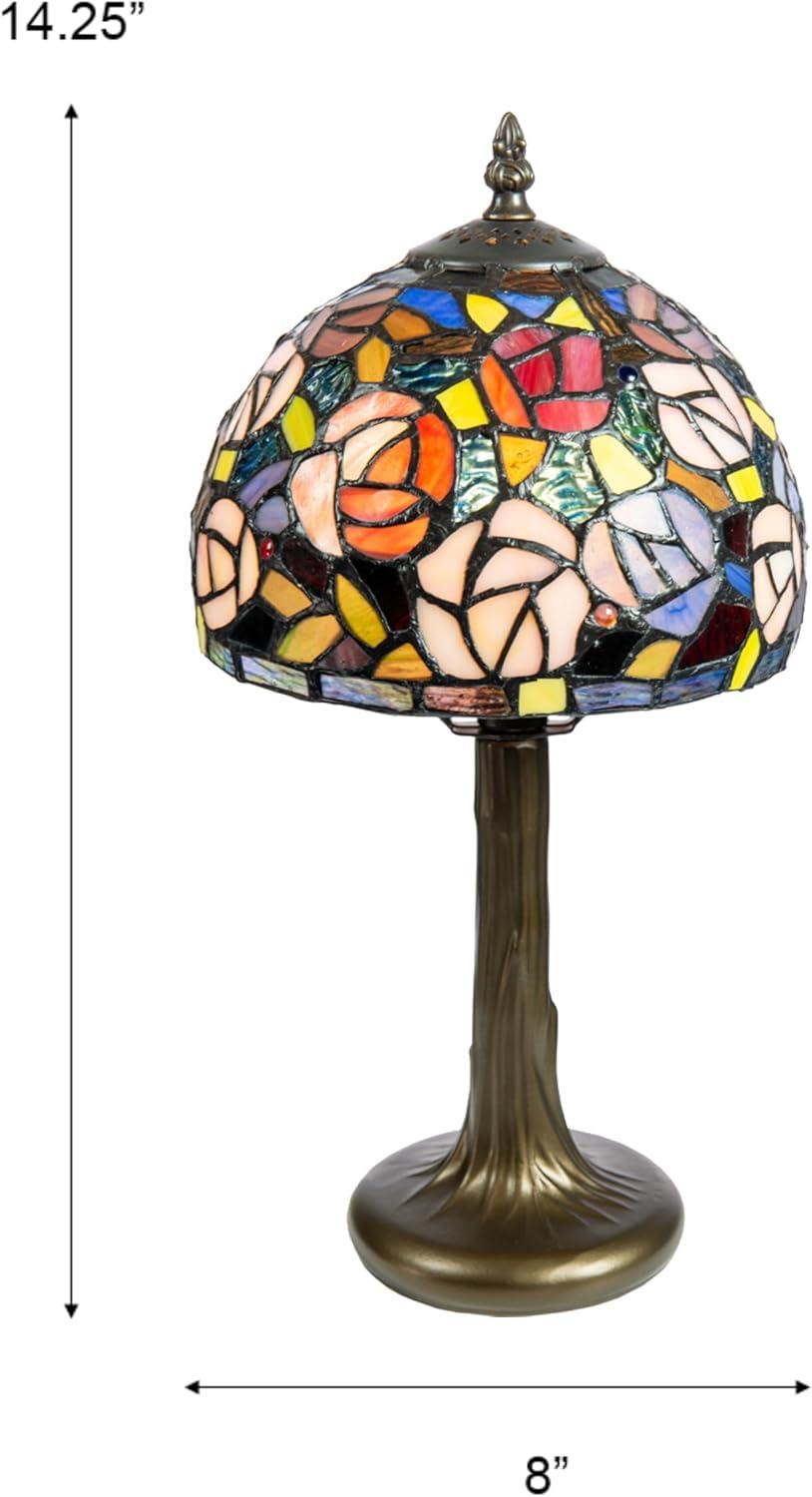 Carnation Stained Glass and Bronze Accent Table Lamp