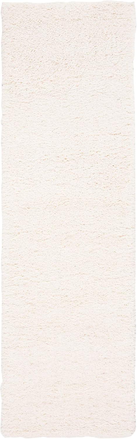 Ivory Shag 2'3" x 8' Runner Rug with Synthetic Fibers