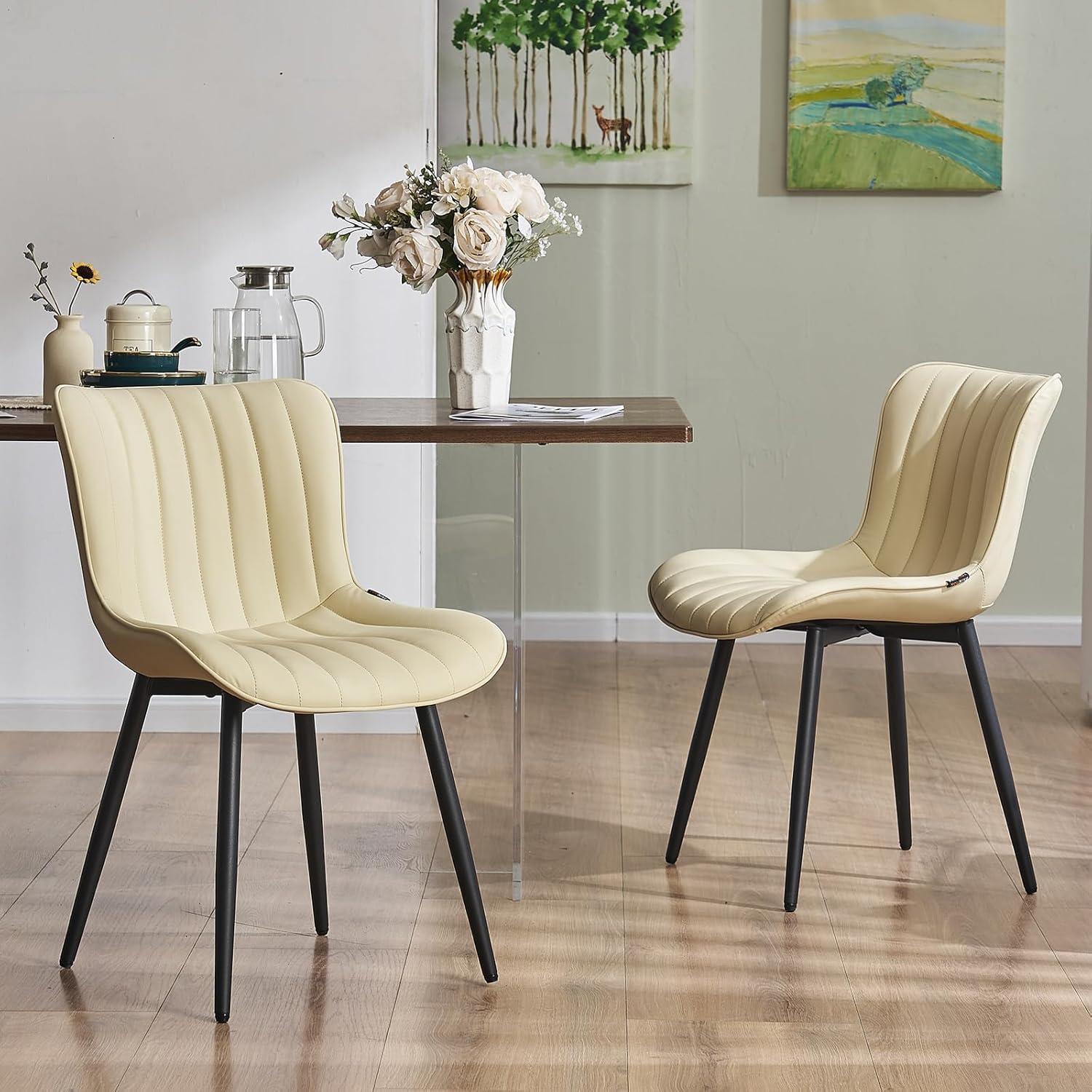 Heitger Leather Upholstered Side Chairs Modern Dining Chairs, Wingback Dining Room Chair