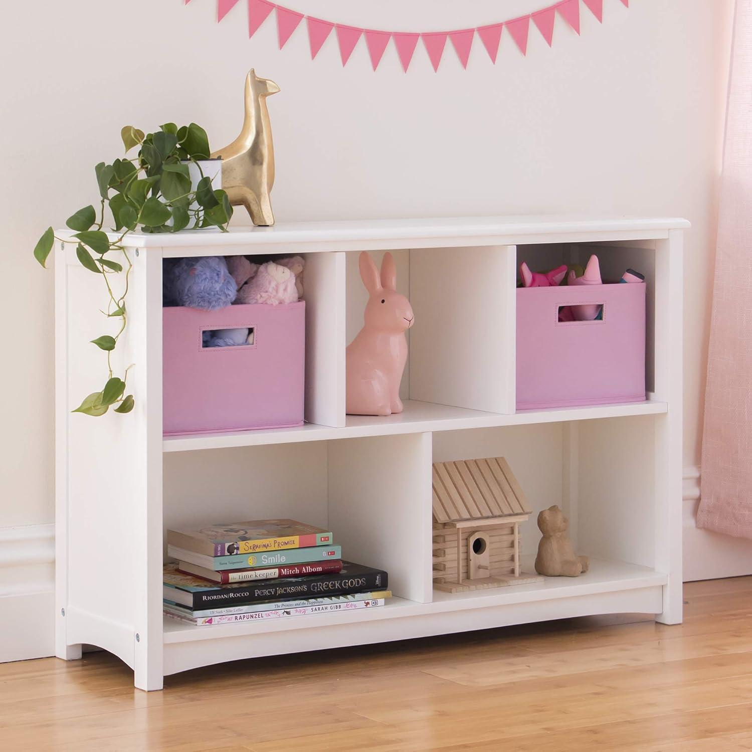 Classic White Adjustable Kids Bookshelf with Cubes