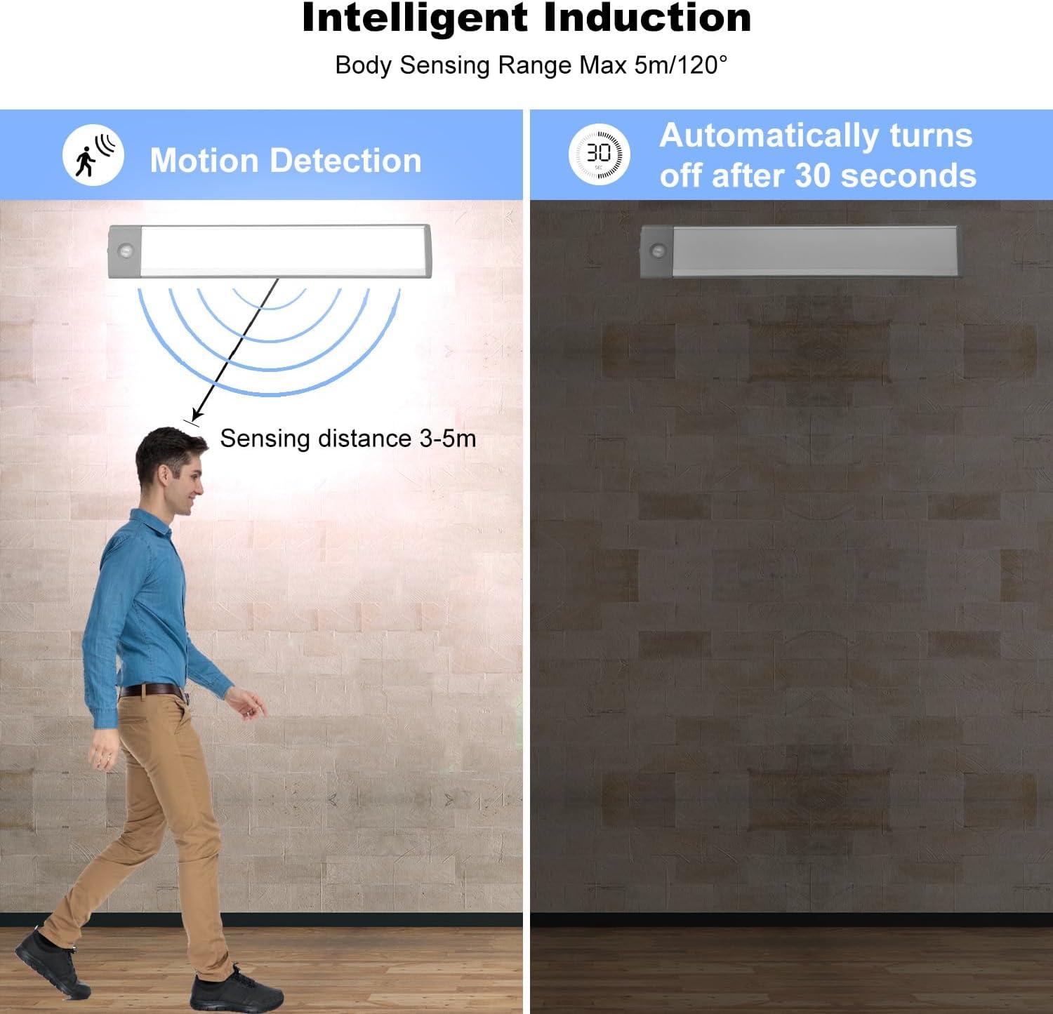 LEPOTEC 2022 30 LED Under Counter Closet Lighting, Pantry Light, LED Motion Sensor Cabinet Light Battery Powered Operated Light 2500mah Rechargeable Wireless Motion Sensor Closet Light