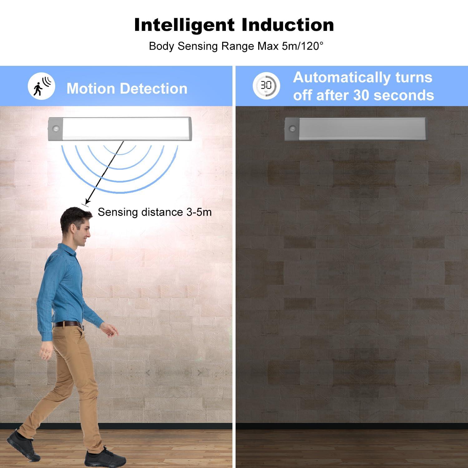 LEPOTEC 2022 30 LED Under Counter Closet Lighting, Pantry Light, LED Motion Sensor Cabinet Light Battery Powered Operated Light 2500mah Rechargeable Wireless Motion Sensor Closet Light