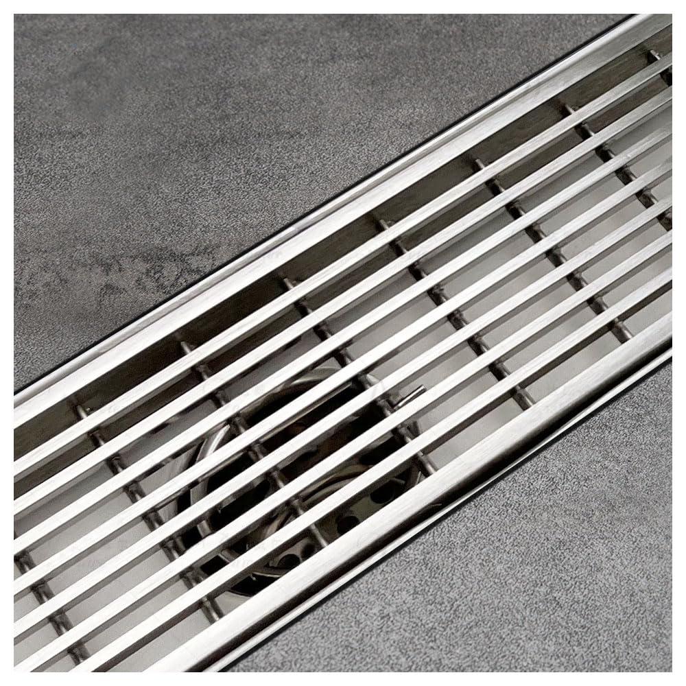 Accreate 24 Inch Linear Shower Drain, Brushed Nickel Shower Floor Drain, High Flow Shower Drain Kit with Removable Grid Cover, Hair Filter and Adjustable Leveling Feet