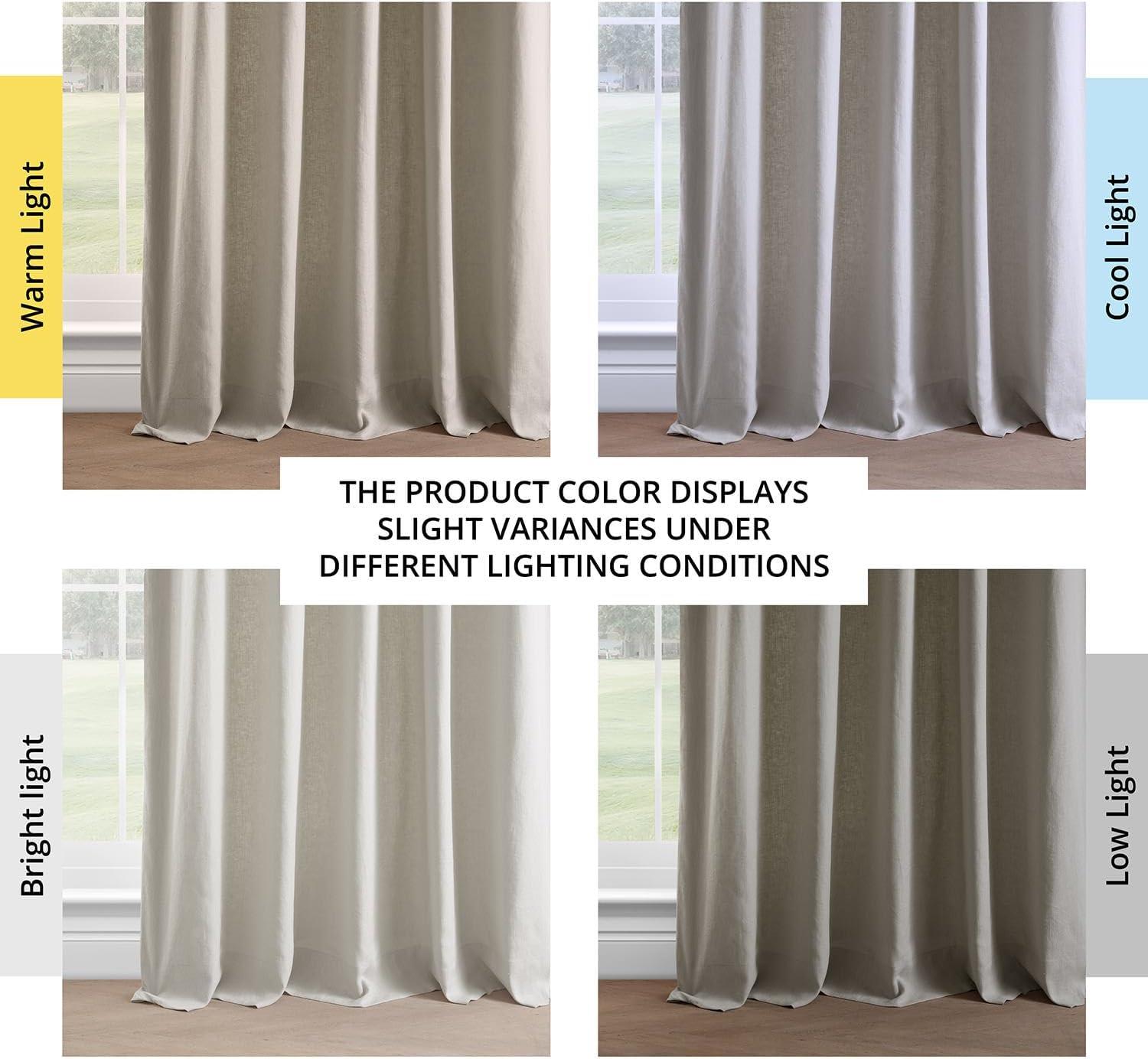 Exclusive Fabrics  French Linen Room Darkening Curtains Panel - Elegant luxurious Drapes (1 Panel) Fresh Khaki 50 X 96 96 Inches