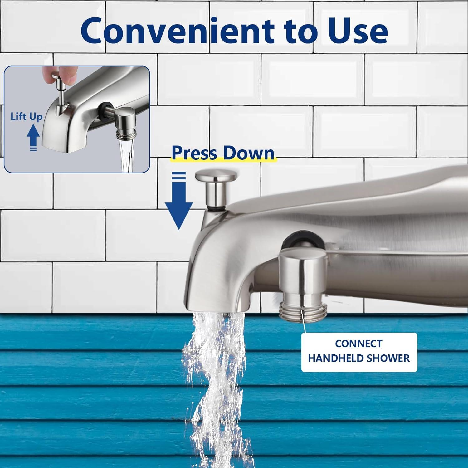 Tub Spout with Diverter, Bathtub Spout for Hand Shower,Brushed Nickel