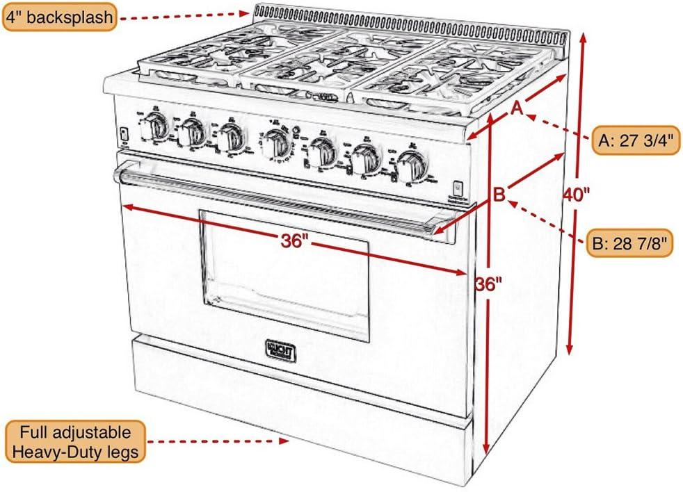 Kucht 36" Stainless Steel Dual-Fuel Range with Griddle