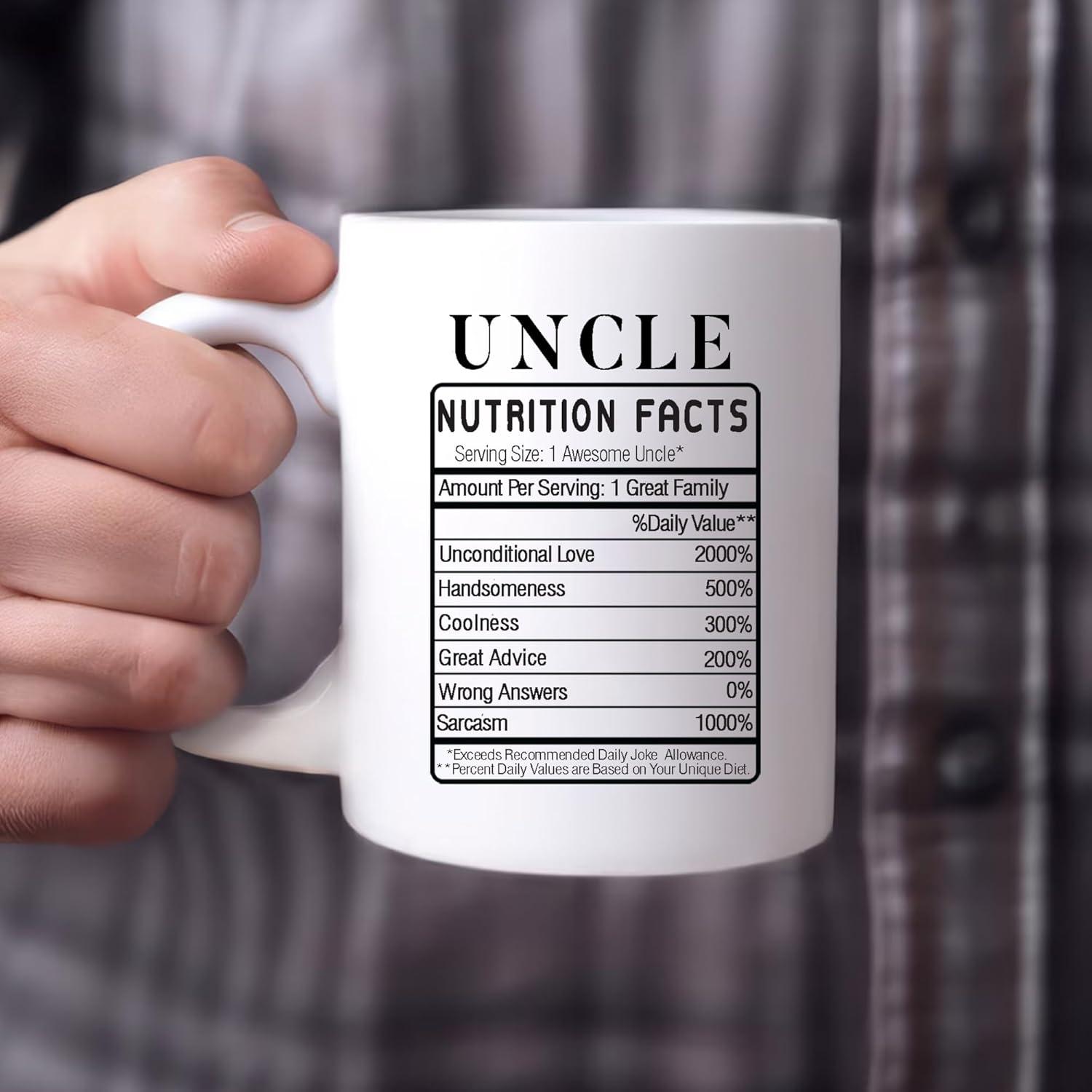 Uncle Nutrition Facts White Ceramic 11oz Coffee Mug