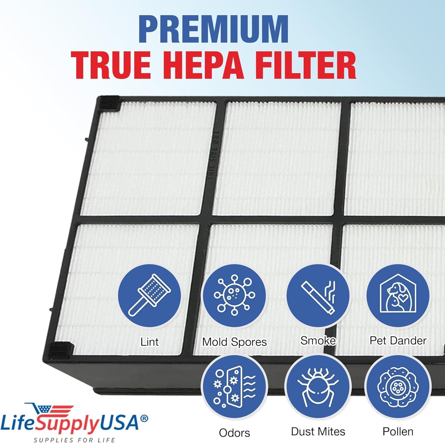 LifeSupplyUSA HEPA Filter Replacement Compatible with Hamilton Beach 04912 TrueAir Air Purifier Models 04160, 04161, 04150