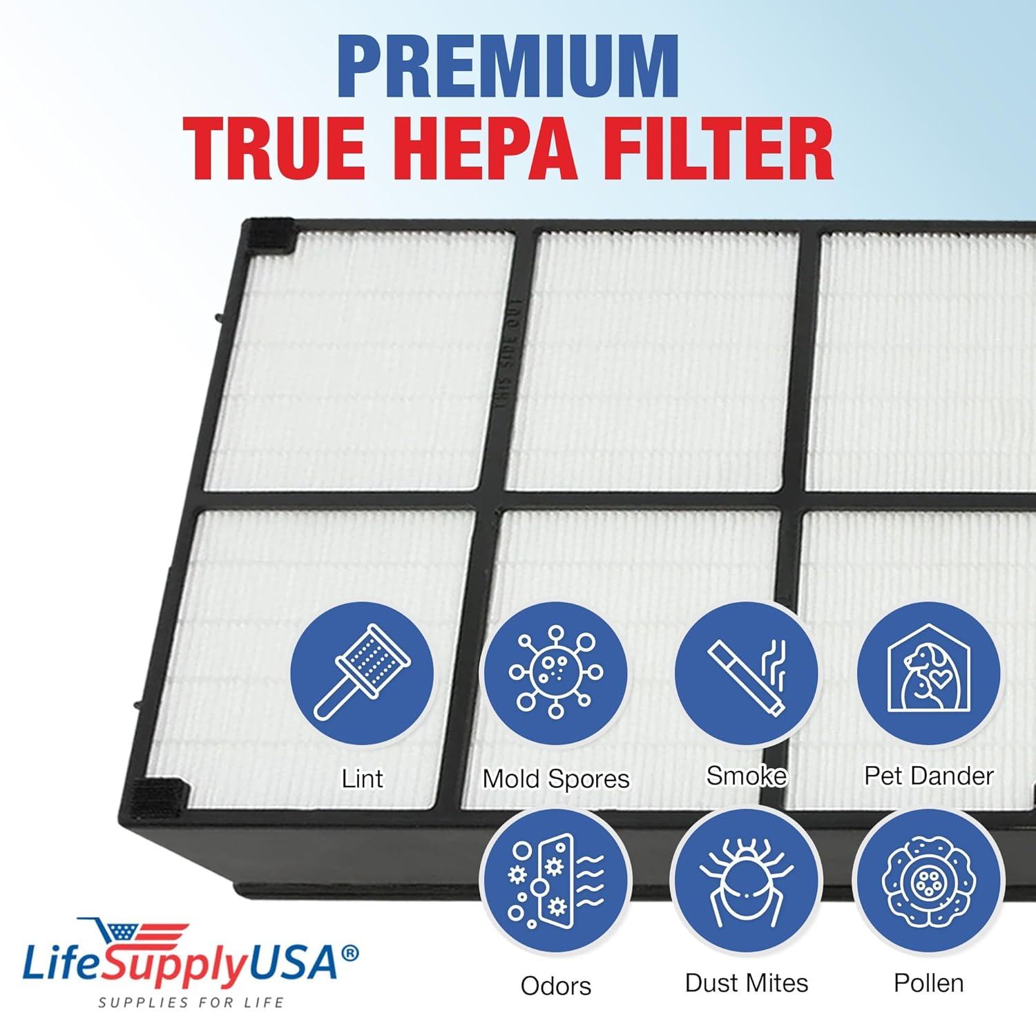 LifeSupplyUSA HEPA Filter Replacement Compatible with Hamilton Beach 04912 TrueAir Air Purifier Models 04160, 04161, 04150