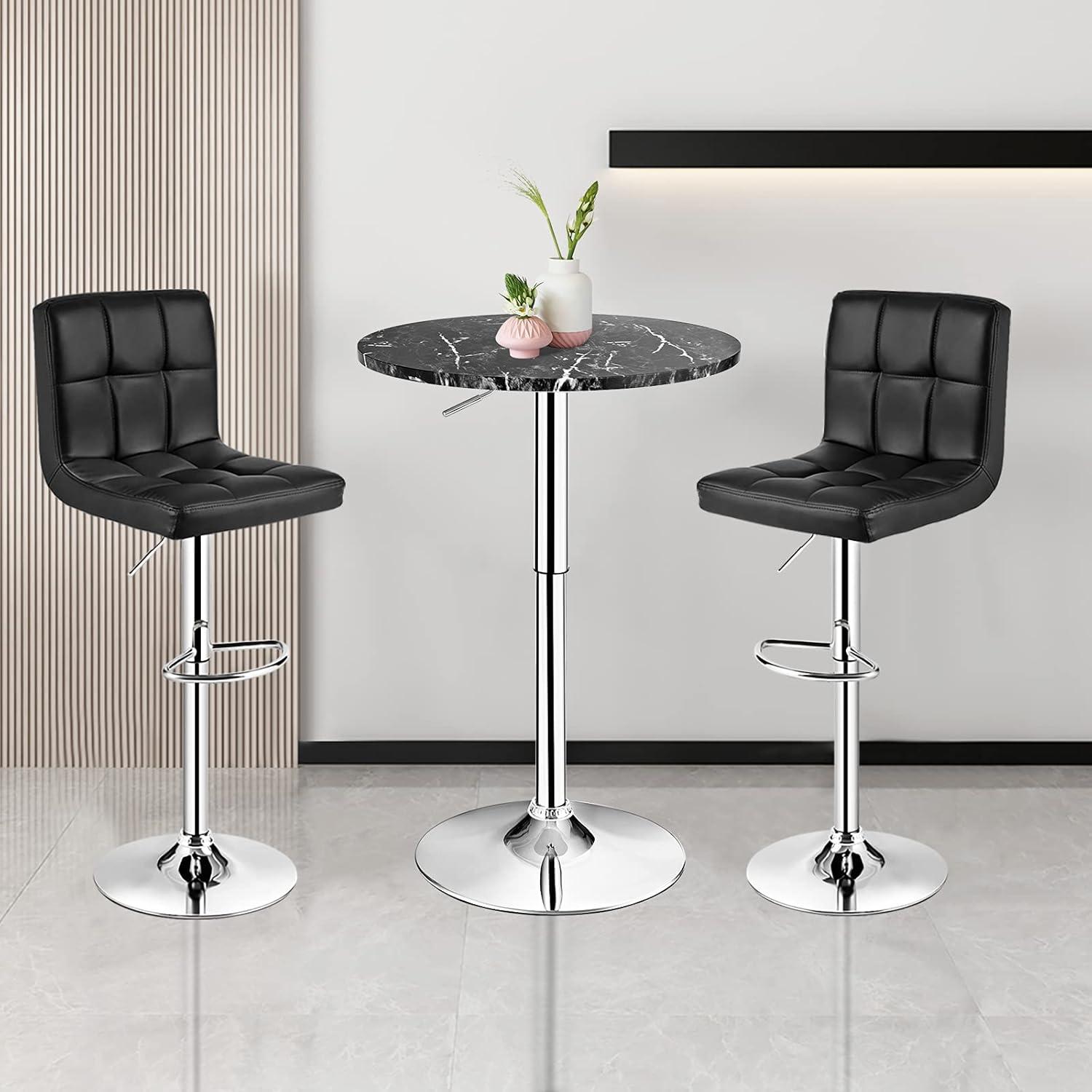 Costway Round Bistro Bar Table Height Adjustable 360-degree Swivel Black