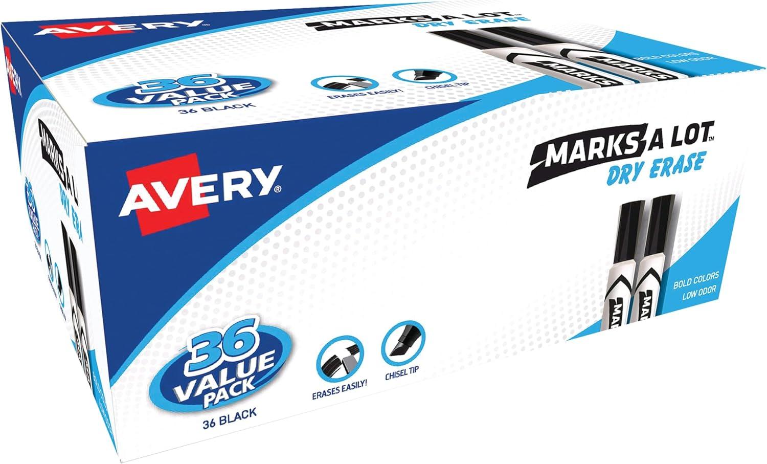 Avery Marks-A-Lot Desk-Style Dry Erase Marker Chisel Tip Black 36/Pack 98207