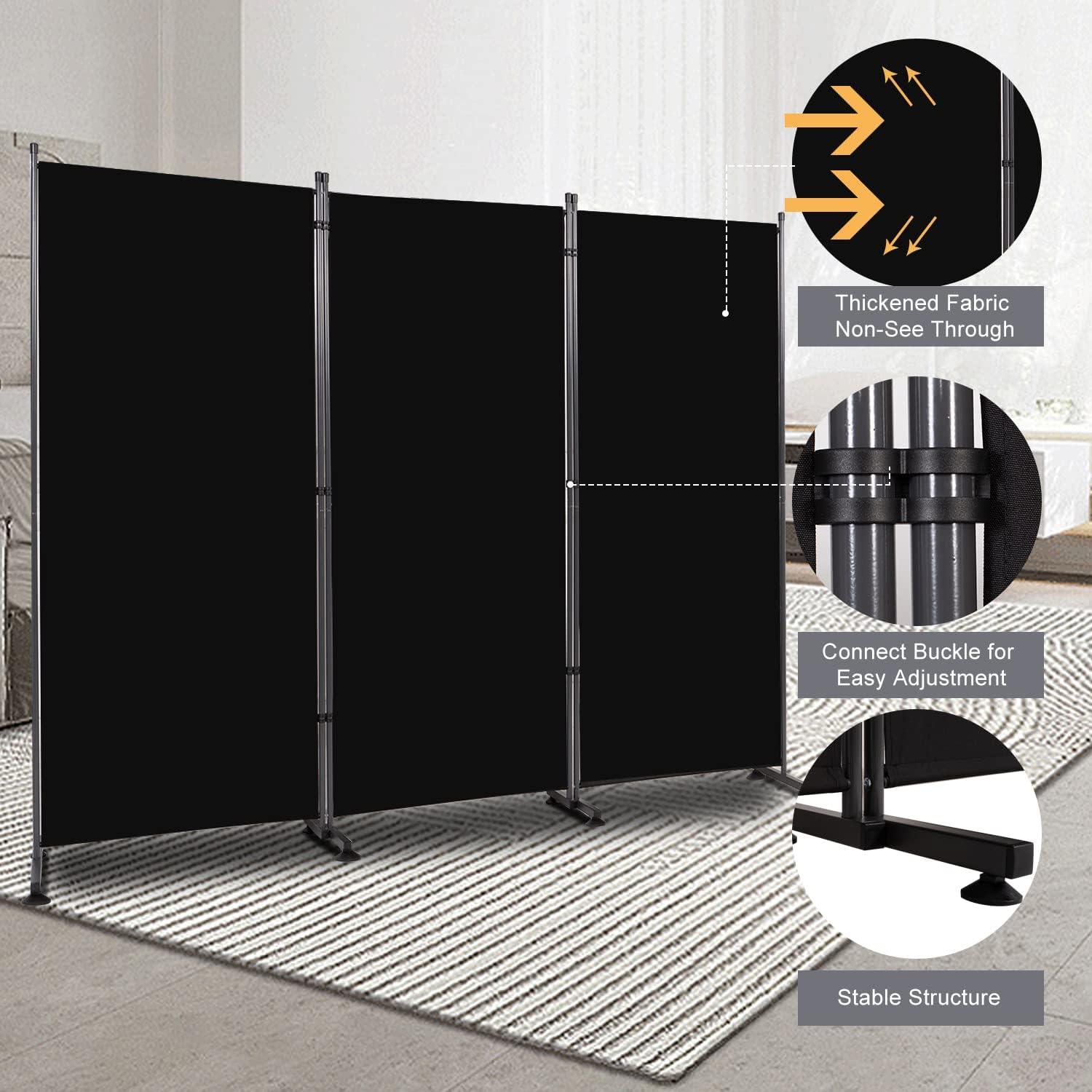 Ebern Designs Room Divider 6FT Folding Privacy Screens, 3 Panel Partition Room Dividers W/Freestanding Design, Portable Wall Divider For Room Separtation, Fabric Room Divider Panel Sceen For Home Office Bedroom