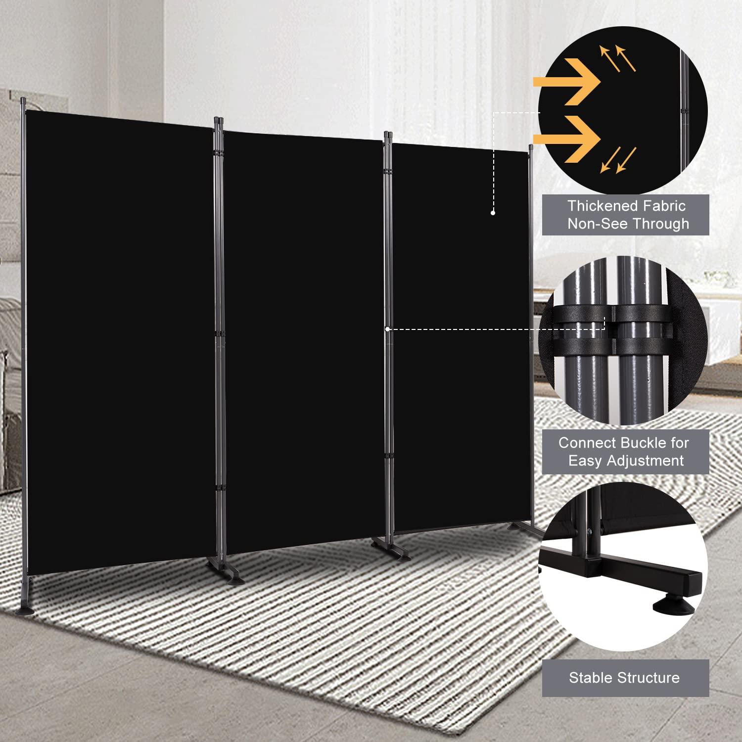 Ebern Designs Room Divider 6FT Folding Privacy Screens, 3 Panel Partition Room Dividers W/Freestanding Design, Portable Wall Divider For Room Separtation, Fabric Room Divider Panel Sceen For Home Office Bedroom