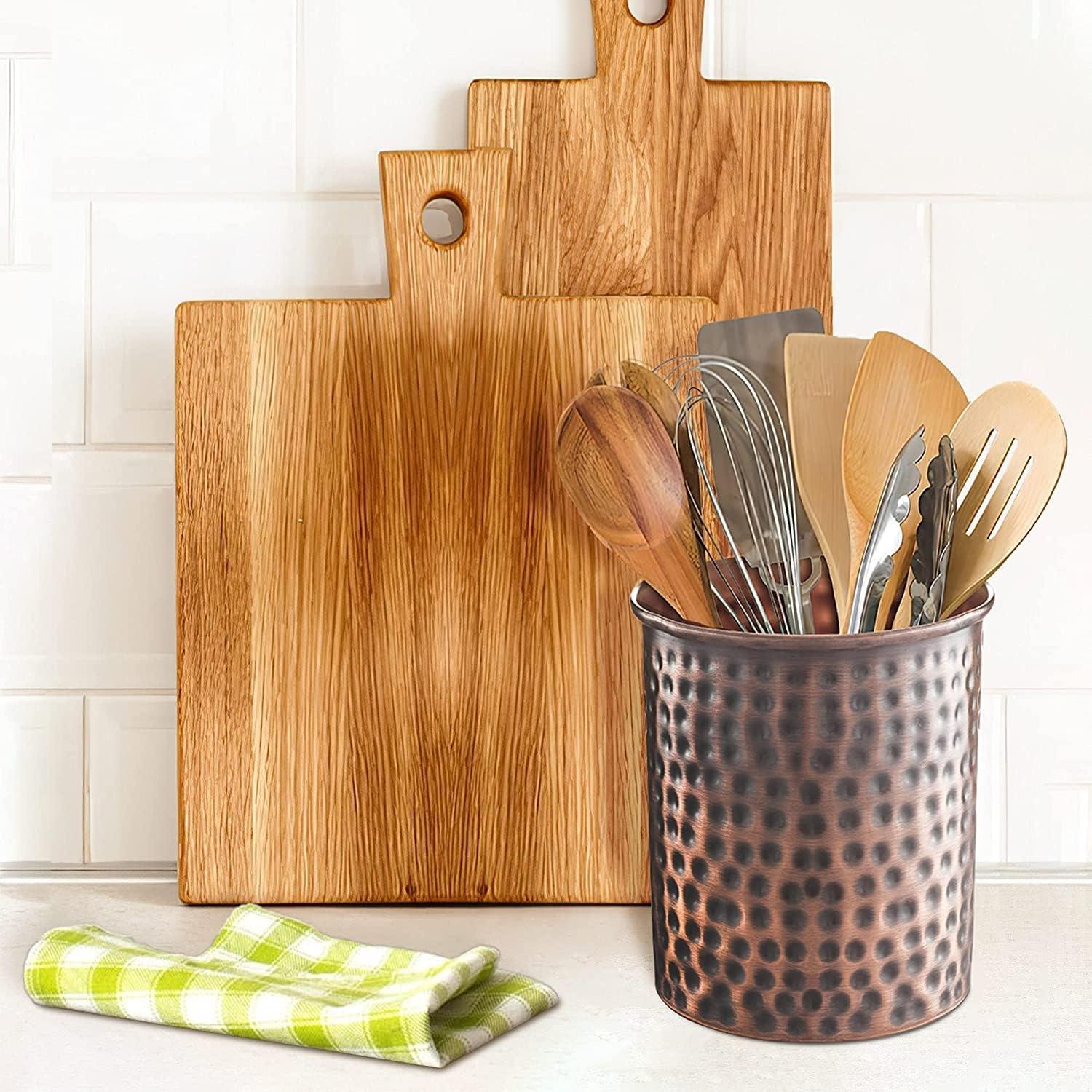 Hand Hammered Metal Kitchen Utensil Holder