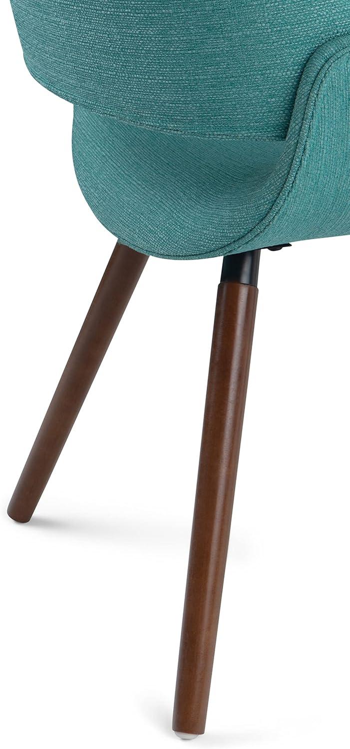 Turquoise Blue Upholstered Bentwood Side Chair in Mid Century Style