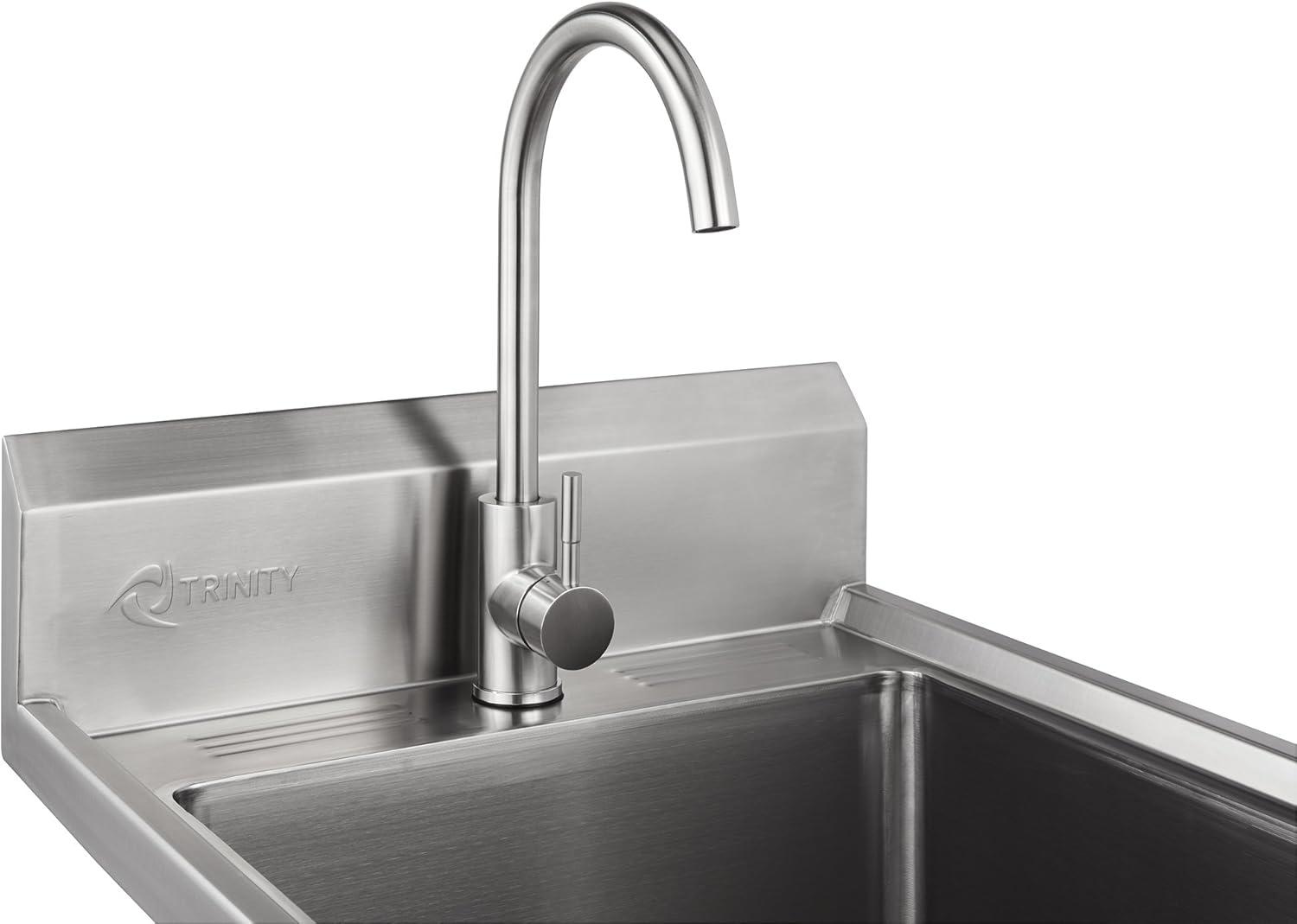 TRINITY EcoStorage 21.5 in. W x 49.3 in. H x 24 in. D NSF Stainless Steel Utility Sink w/ Faucet