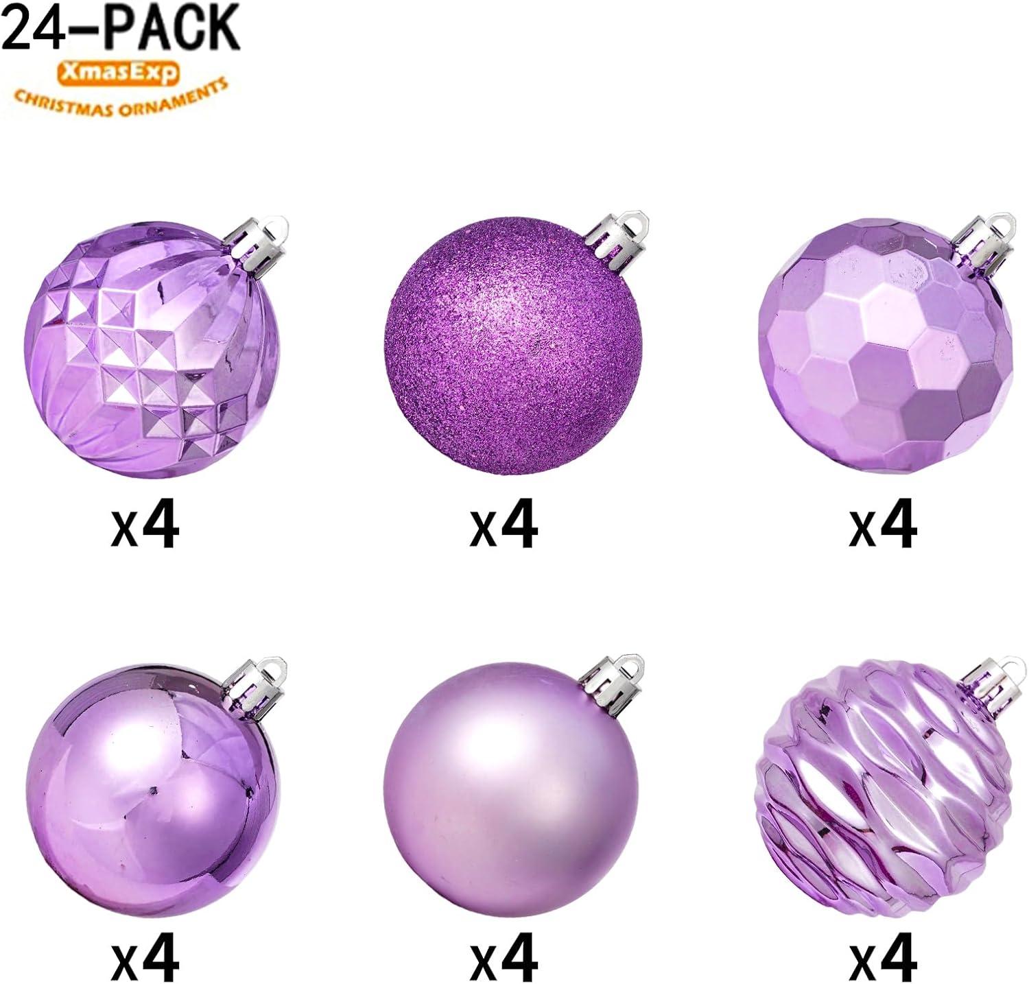 XmasExp 16ct Christmas Balls Ornaments - Shatterproof Large Hanging Ball Decorative Xmas Balls for Halloween Decorations Holiday Wedding Party Xmas Tree Decoration(3.15"/80mm, Light Purple)