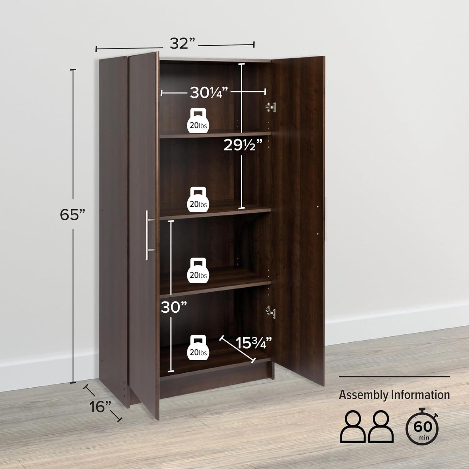 Espresso Freestanding Storage Cabinet with Adjustable Shelving