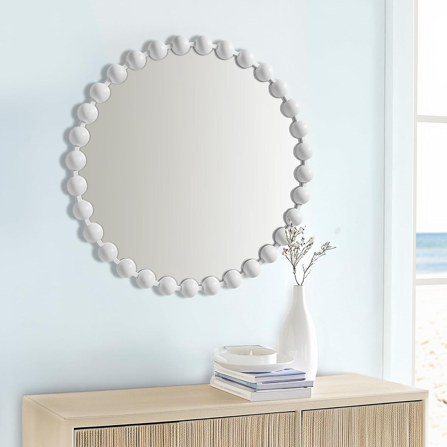 Marlowe Beaded Round Metal Wall Mirror
