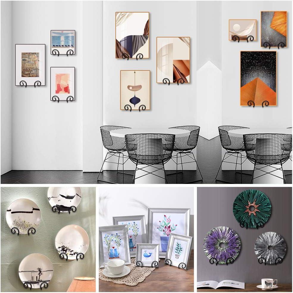 Mocoum 4 Pack Wall Mount Display Stands, Medium Easel Holder Plate Hanger, Vertical Stand Holders for Decorative Plates, Arts, Picture Frames (Circle, 6 Inch)