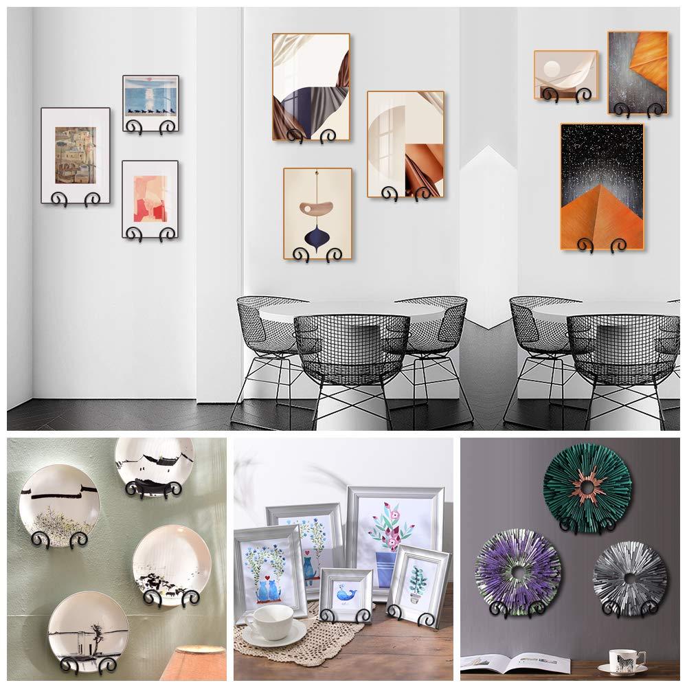 Mocoum 4 Pack Wall Mount Display Stands, Medium Easel Holder Plate Hanger, Vertical Stand Holders for Decorative Plates, Arts, Picture Frames (Circle, 6 Inch)