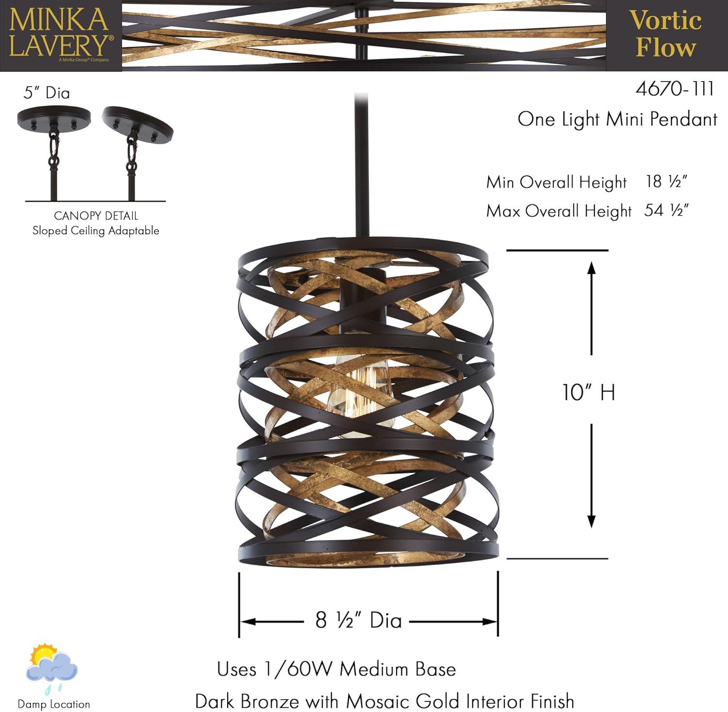Minka Lavery Dark Bronze Mosaic Gold Mini Pendant Light 8 1/2" Wide Modern for Dining Room House Kitchen Island Living Bedroom