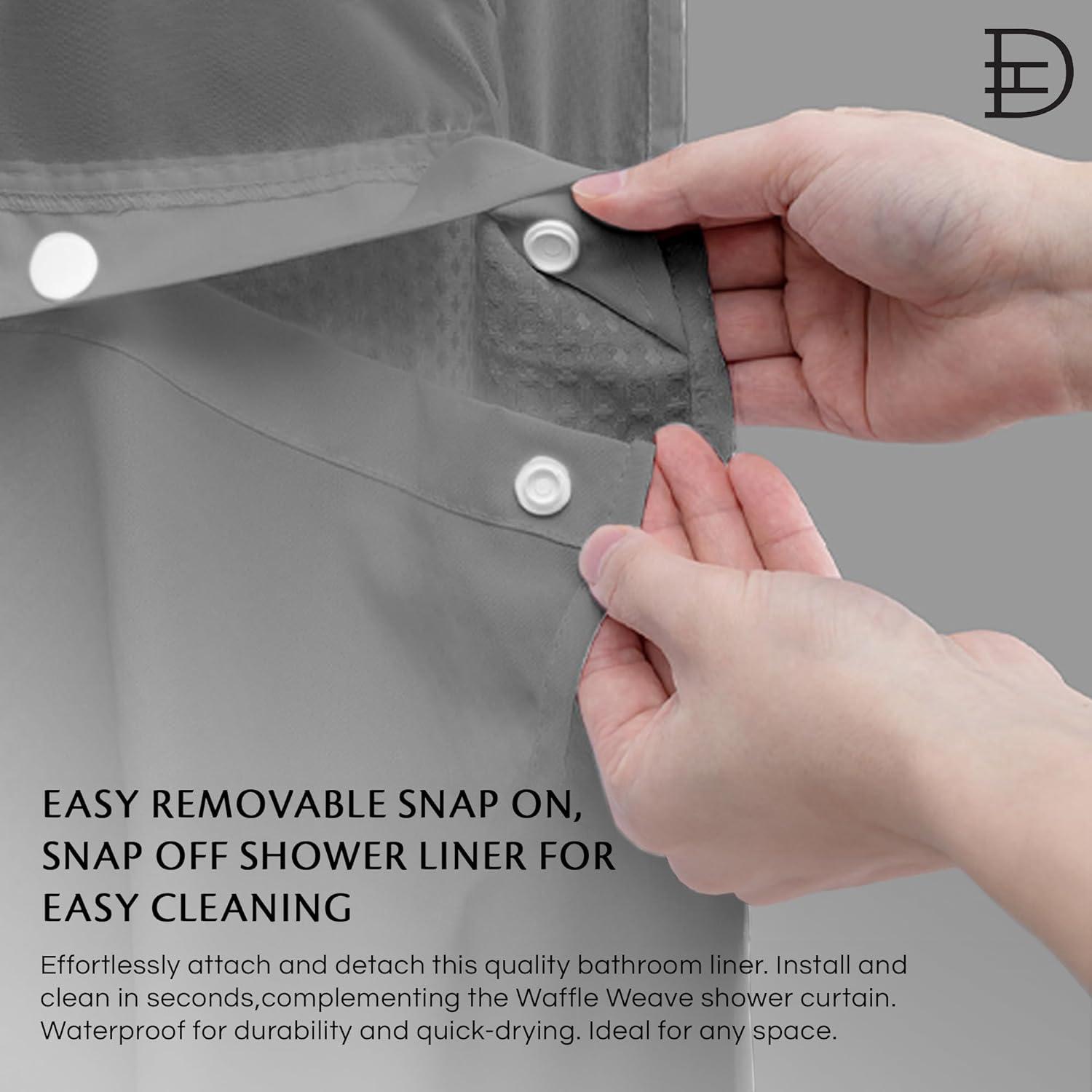 Dainty Home Complete Shower Curtain With Detachable Liner - Grey
