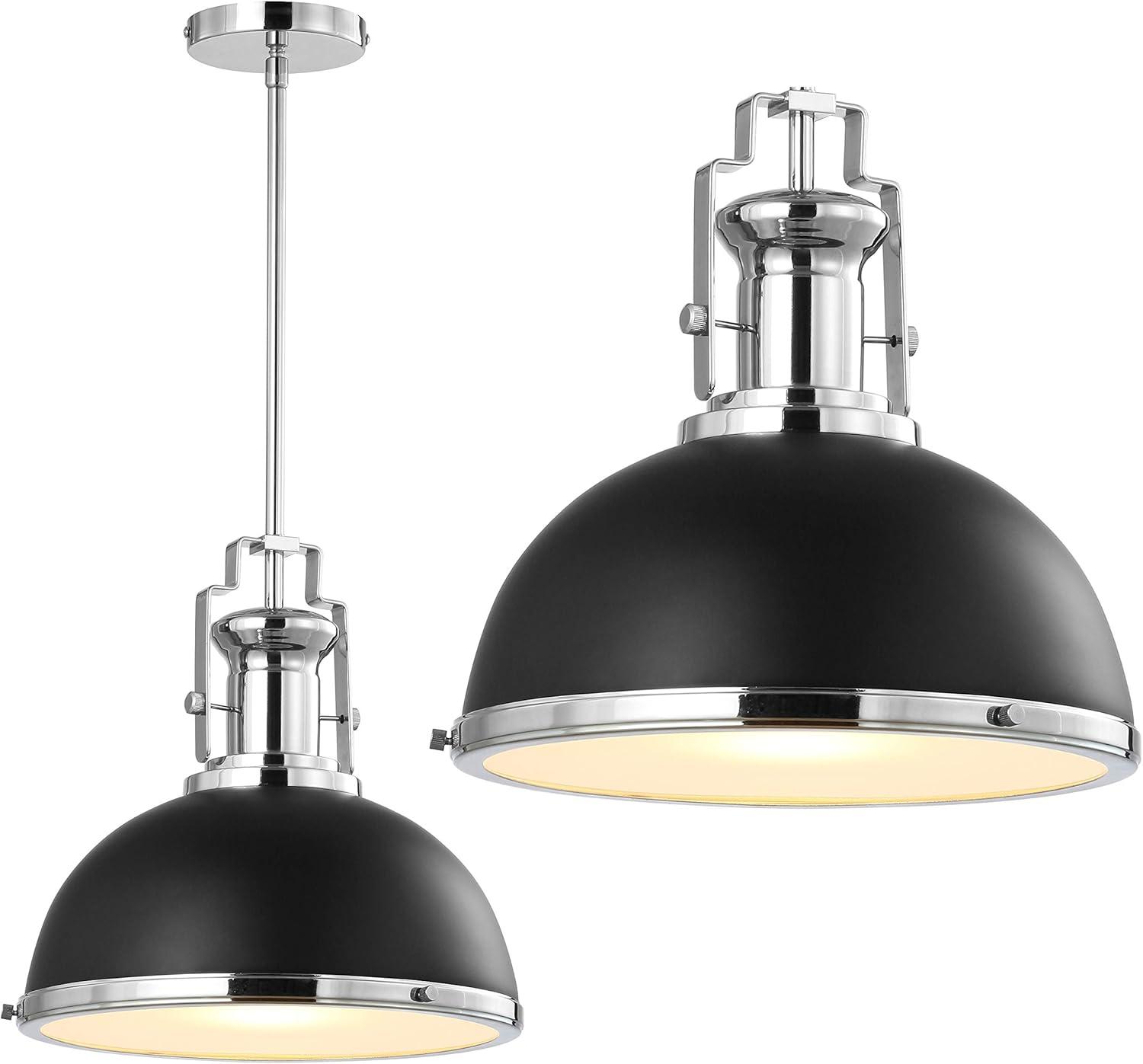 Jonathan Y 13" Adjustable Vintage LED Pendant - Black/Chrome