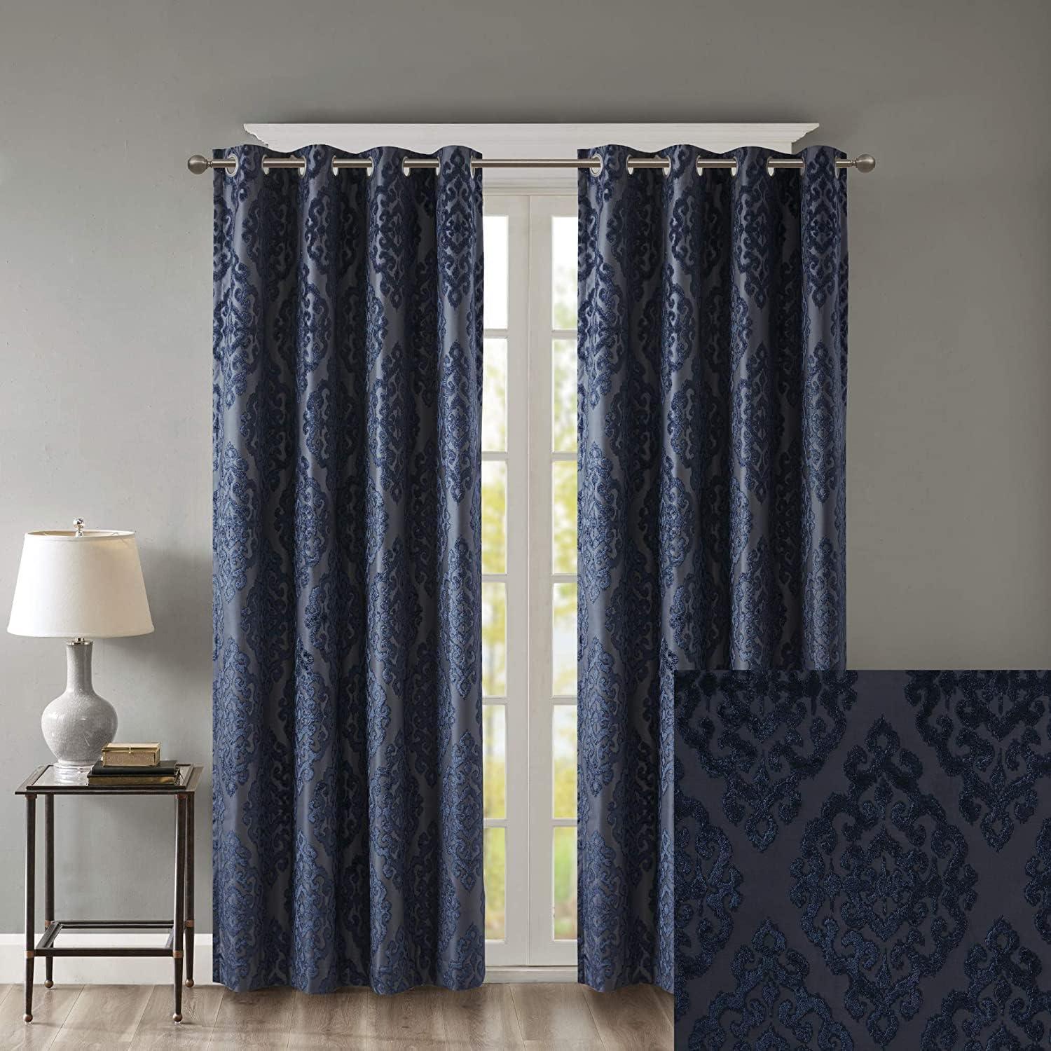 SunSmart Mirage Knitted Jacquard Damask Total Blackout Grommet Top Curtain Panel