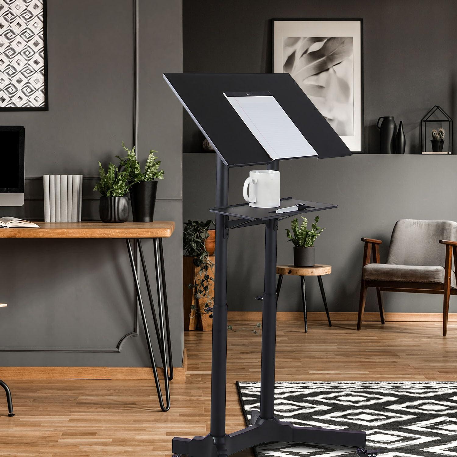 Mount-It! Mobile Standing Height Desk, Portable Podium and Rolling Presentation Lectern