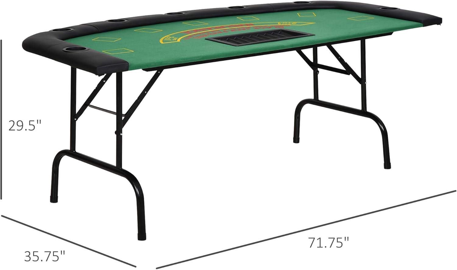 Soozier 72" Foldable 7-Player Poker Blackjack Table with Chip & Cup Holder