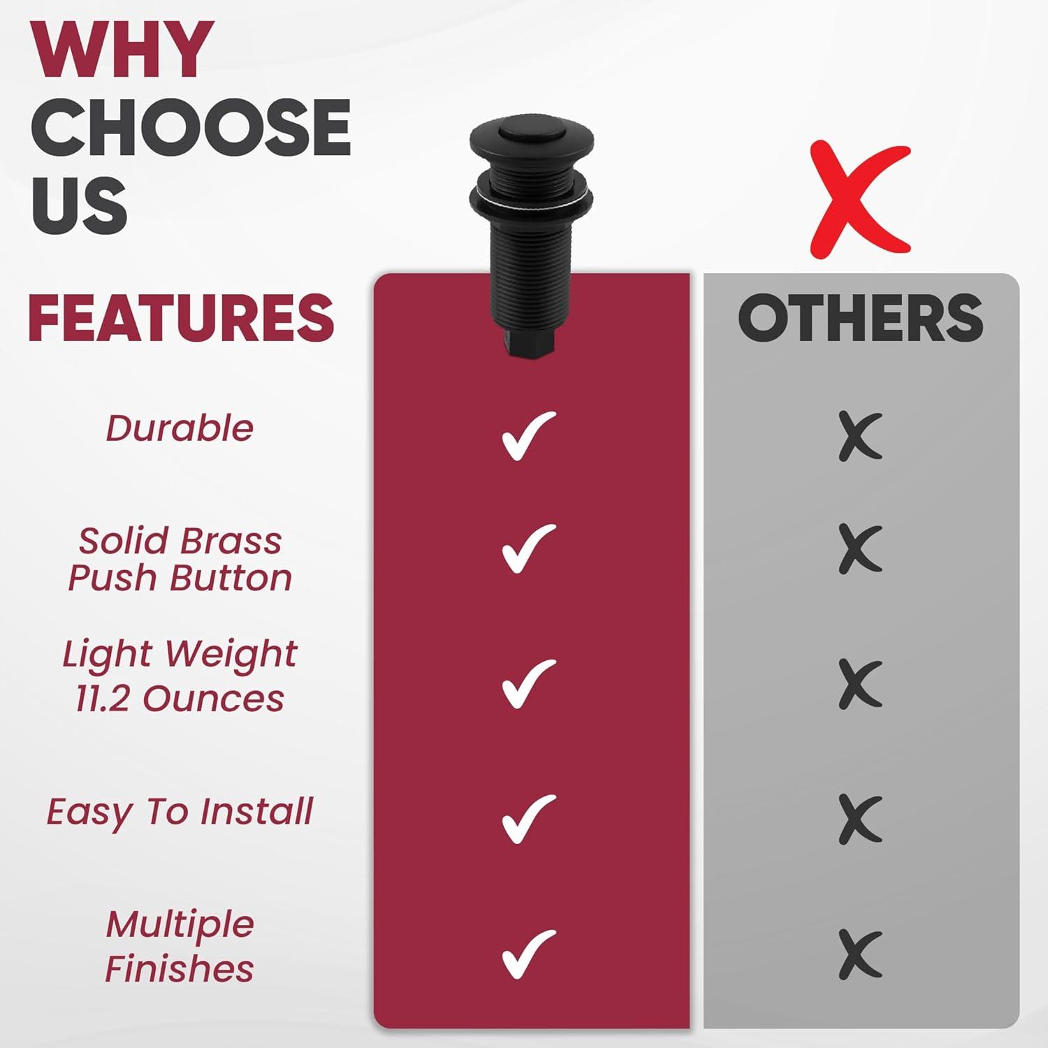 Westbrass Kitchen Sink Waste Disposal Air Switch and Dual Outlet Control Box, Flush Button