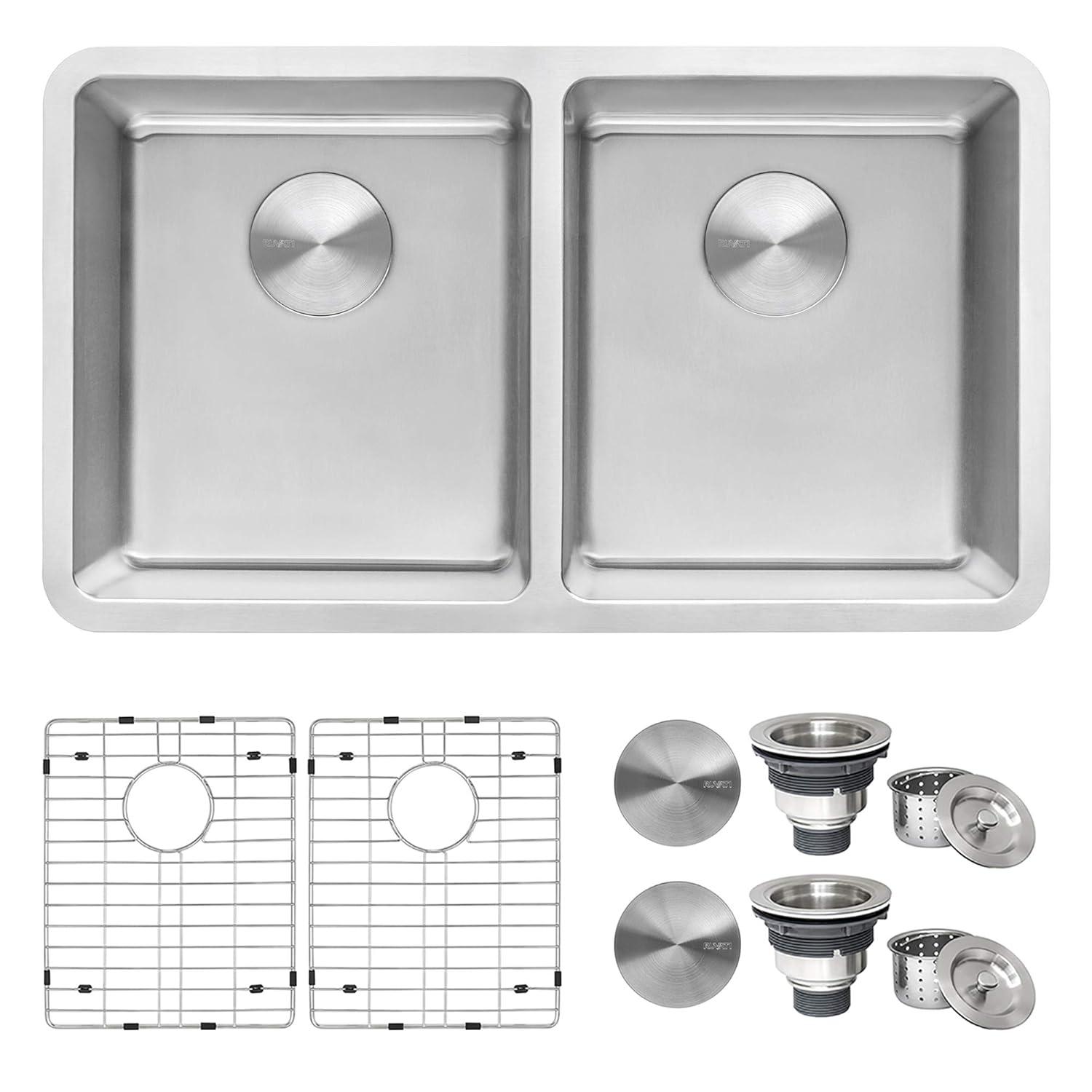 Ruvati Rvm5099 Modena 31" Undermount Double Basin 16 Gauge Stainless Steel Kitchen Sink -