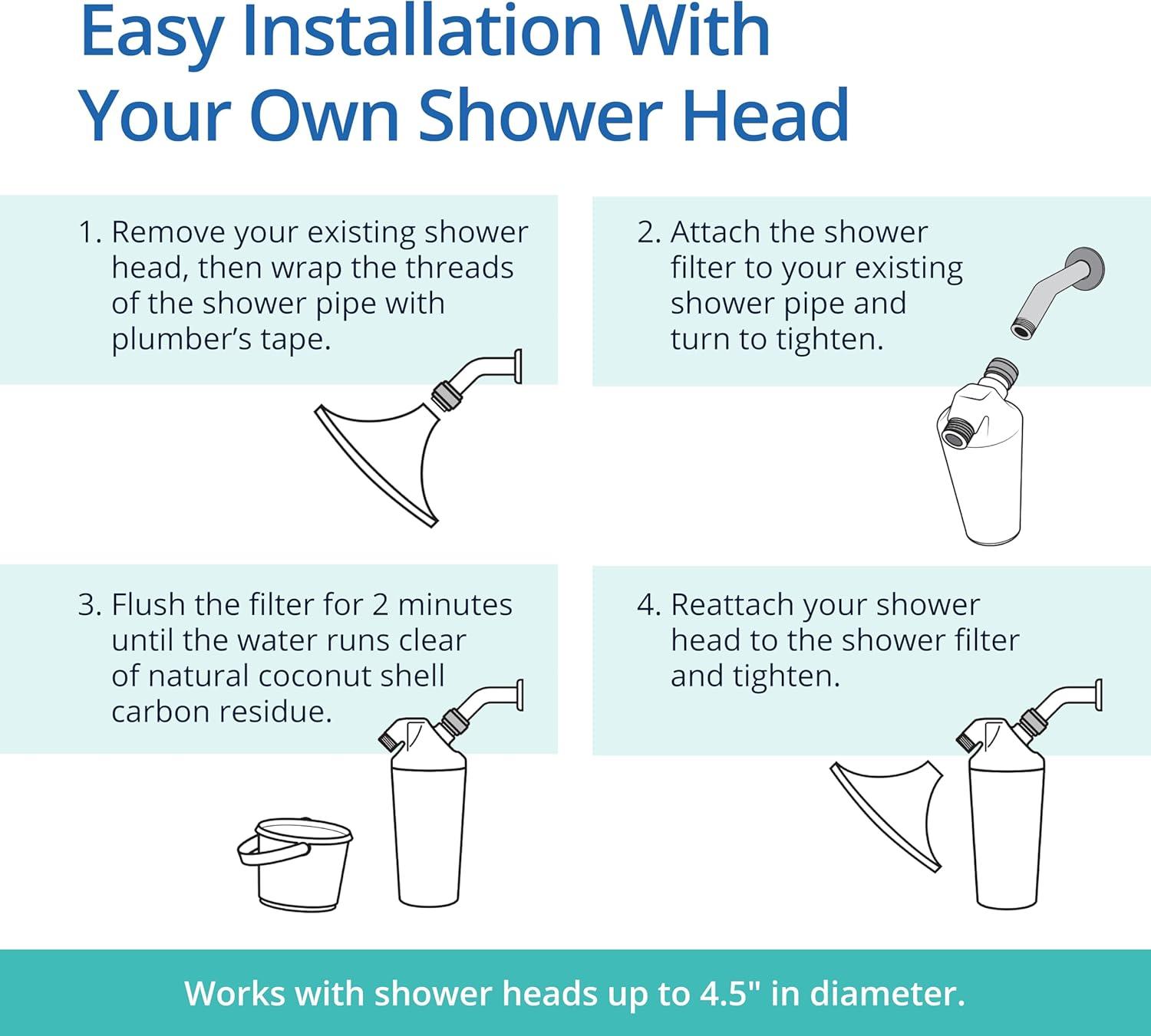 Aquasana Shower Head Filter System for Hard Water - Max Flow  - AQ-4105CHR