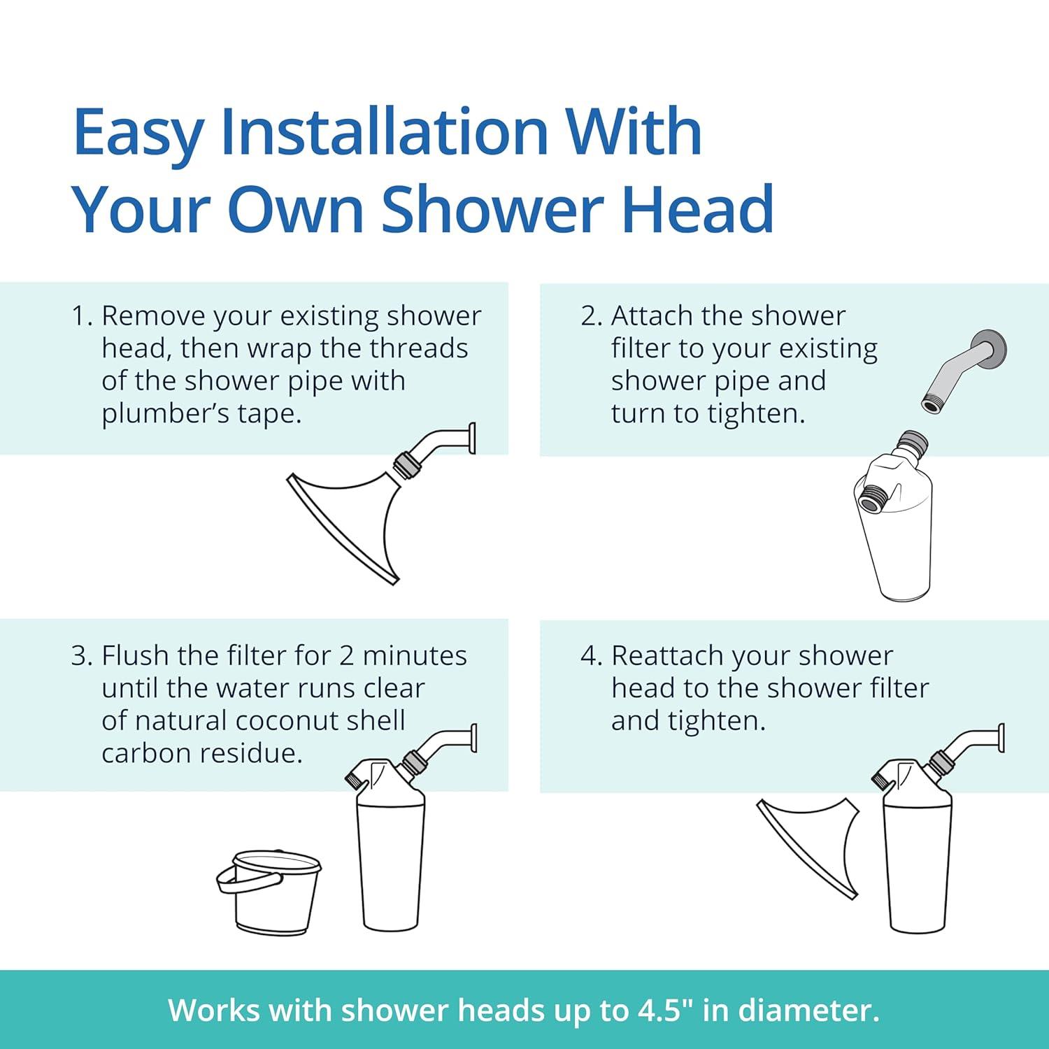 Aquasana Shower Head Filter System for Hard Water - Max Flow  - AQ-4105CHR