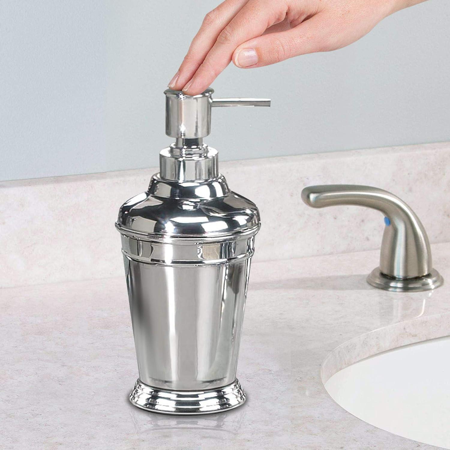 Nu Steel Timeless Stainless Steel Liquid Soap Dispenser : Microfiber, Machine Washable, Non-Slip Backing