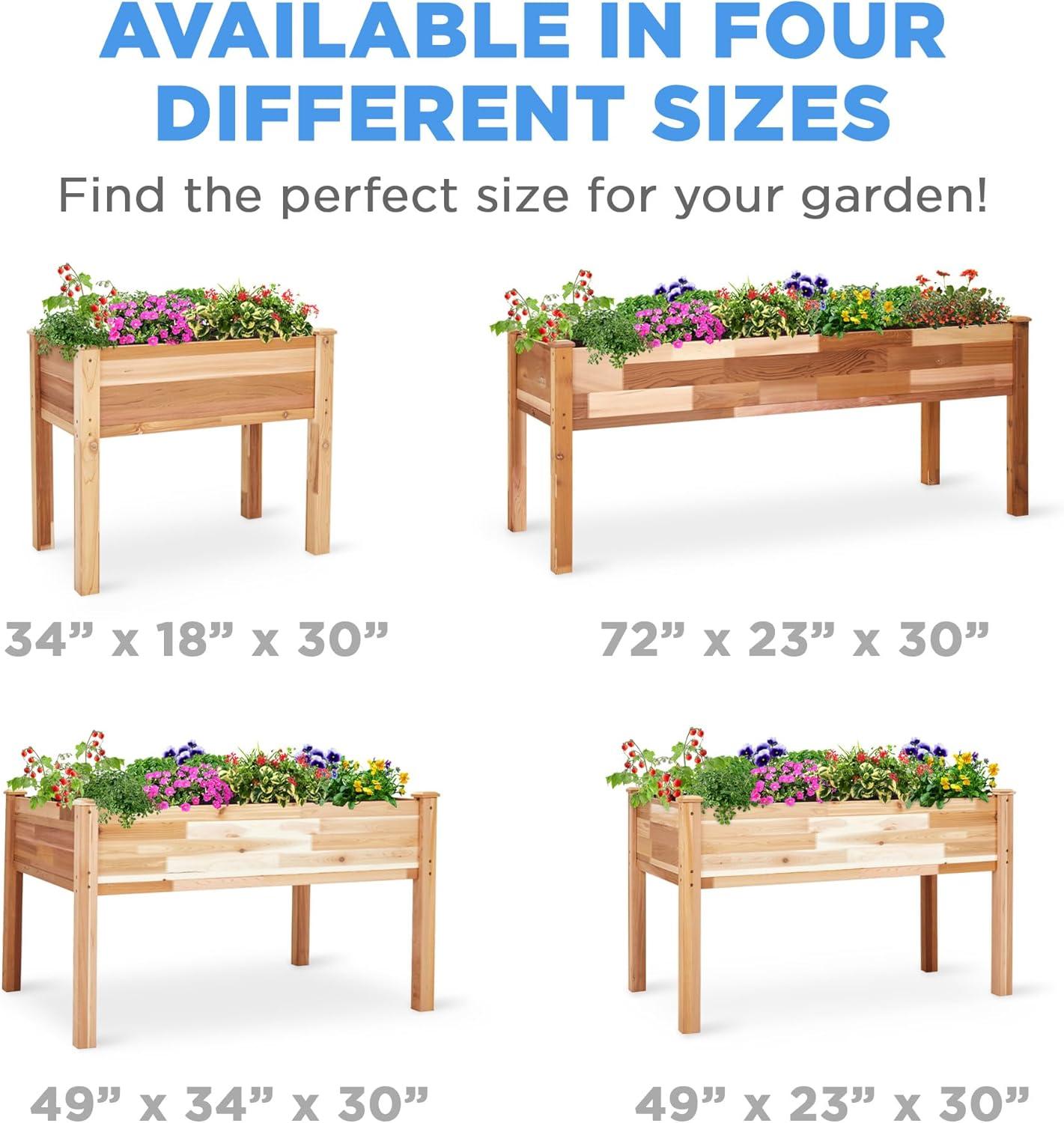 Jumbl 48" Cedar Wood Elevated Garden Bed Planter Box