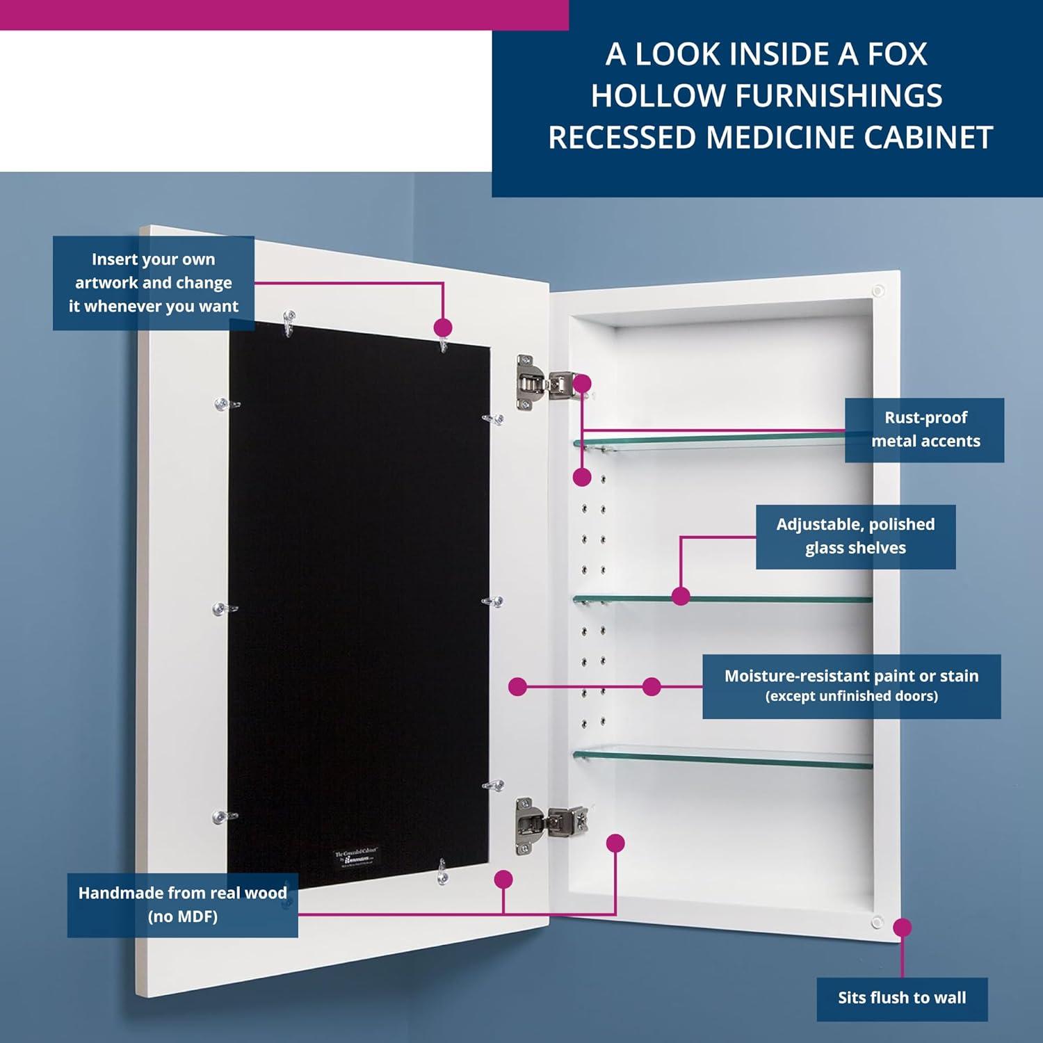 Shaker White Recessed Medicine Cabinet with Adjustable Shelves