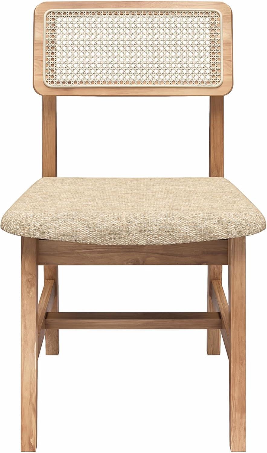 DHP Eleni Cane Dining Chairs, Set of 2, Cream/Seadrift