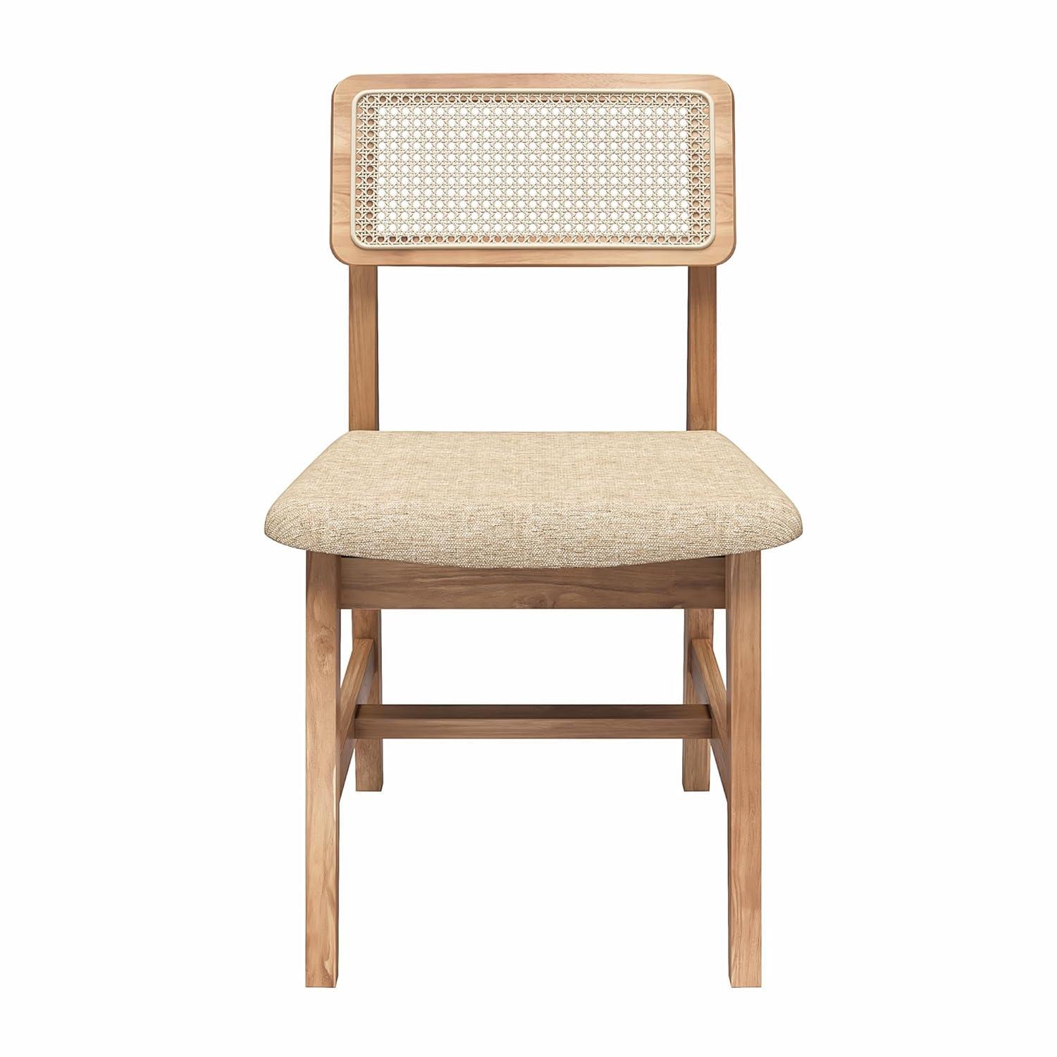 DHP Eleni Cane Dining Chairs, Set of 2, Cream/Seadrift