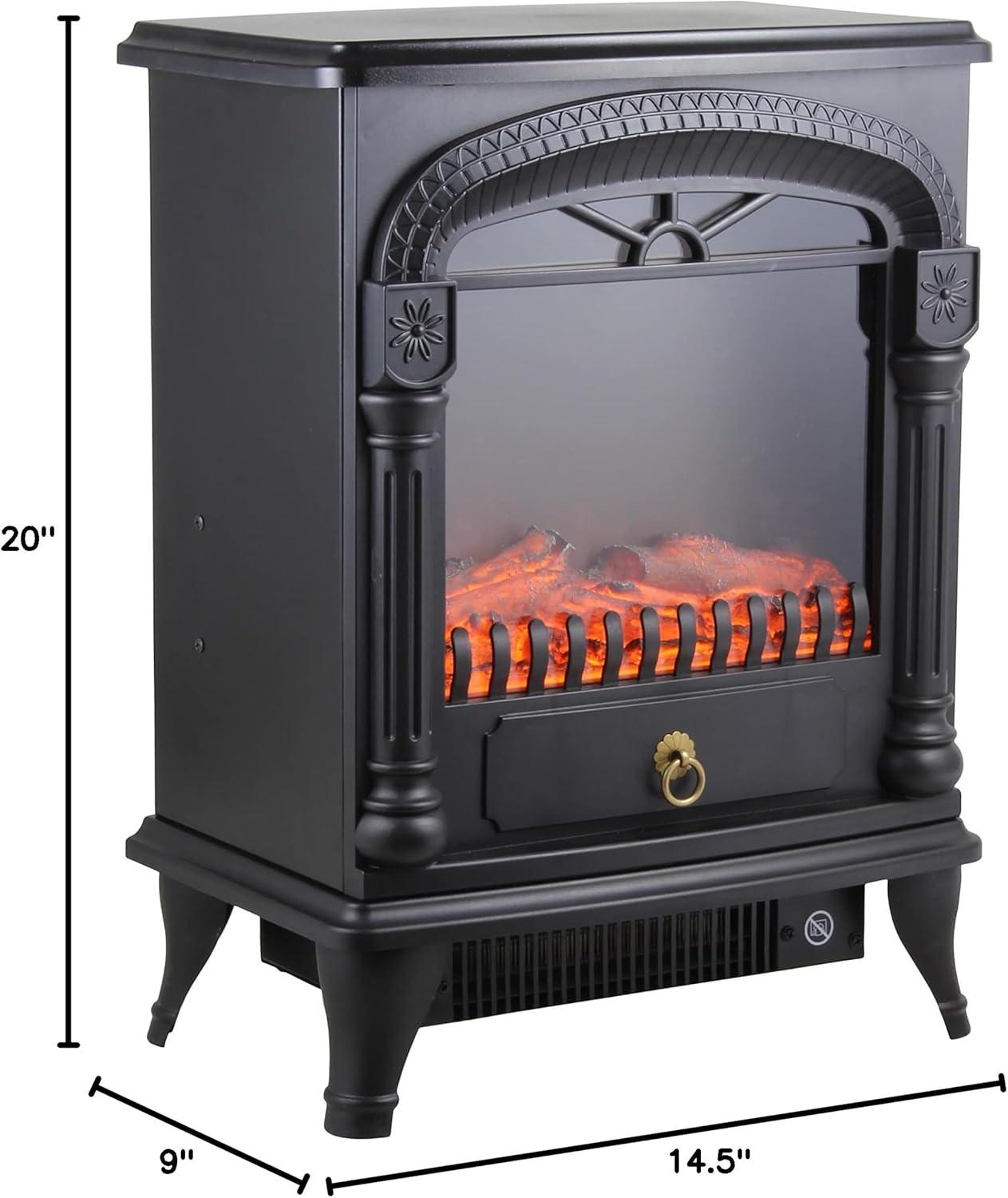 Comfort Zone CZFP4 Ceramic Electric Fireplace Stove Fan-Forced Heater - Black