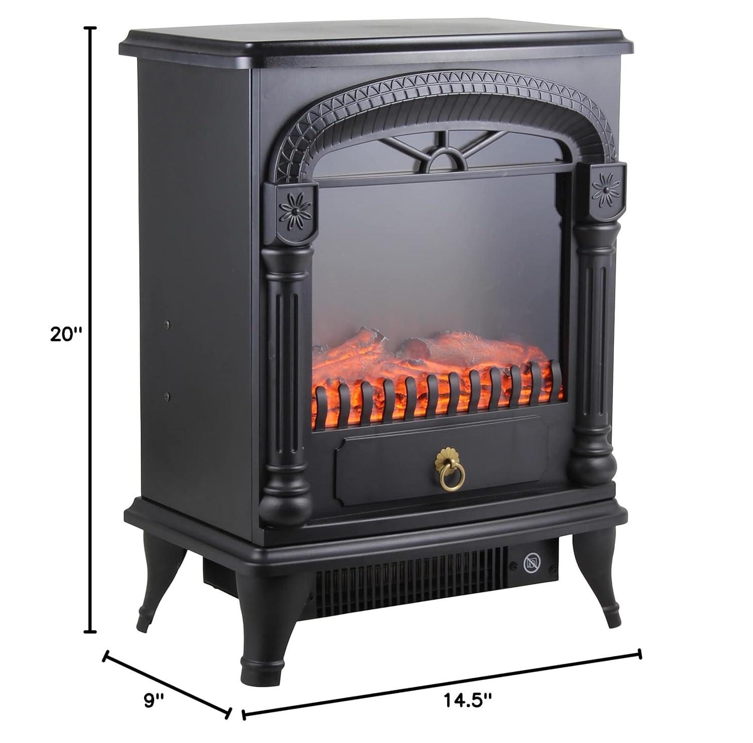 Comfort Zone CZFP4 Ceramic Electric Fireplace Stove Fan-Forced Heater - Black