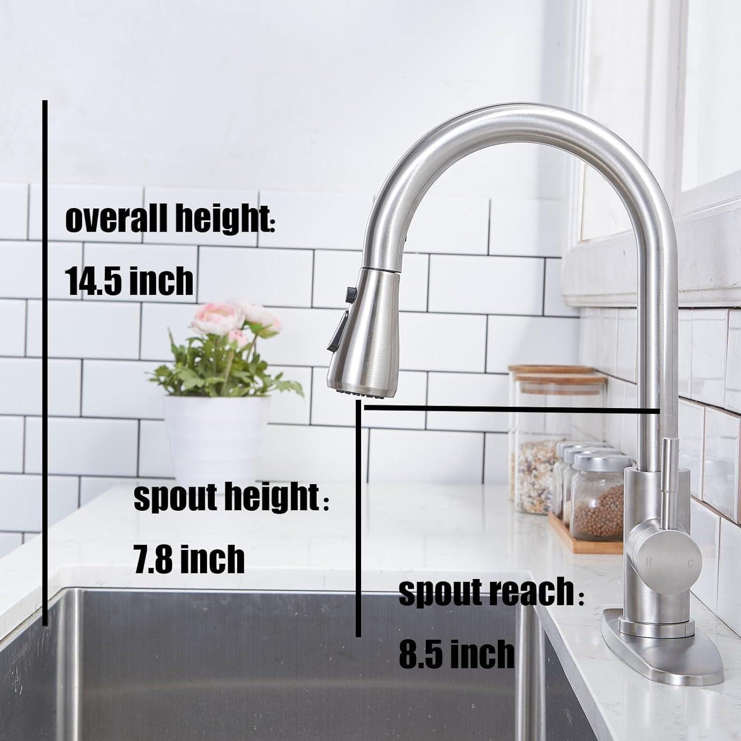 Brushed Nickel Single Handle Kitchen Faucet with Pull Down Sprayer