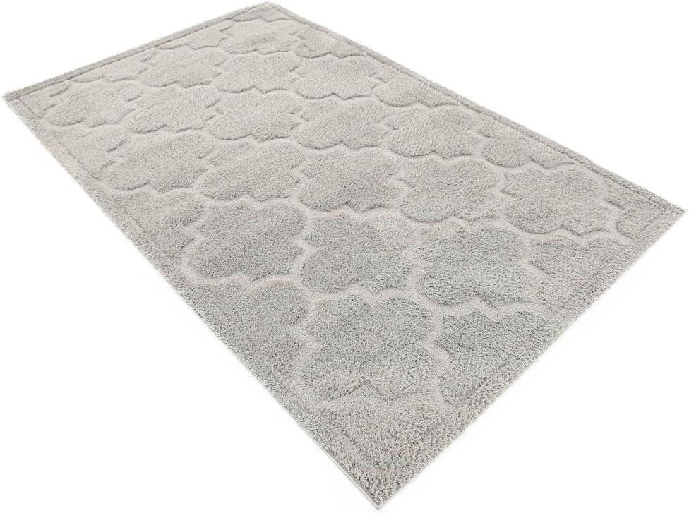 Elegant Trellis 5' x 8' Gray Shag Area Rug with Easy Care