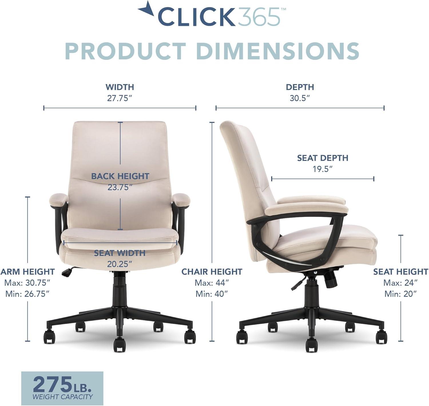 CLICK365 Click365 Classic Comfort Executive Office Chair, Ergonomic Mid-Back, Double-Layer Seat Cushion