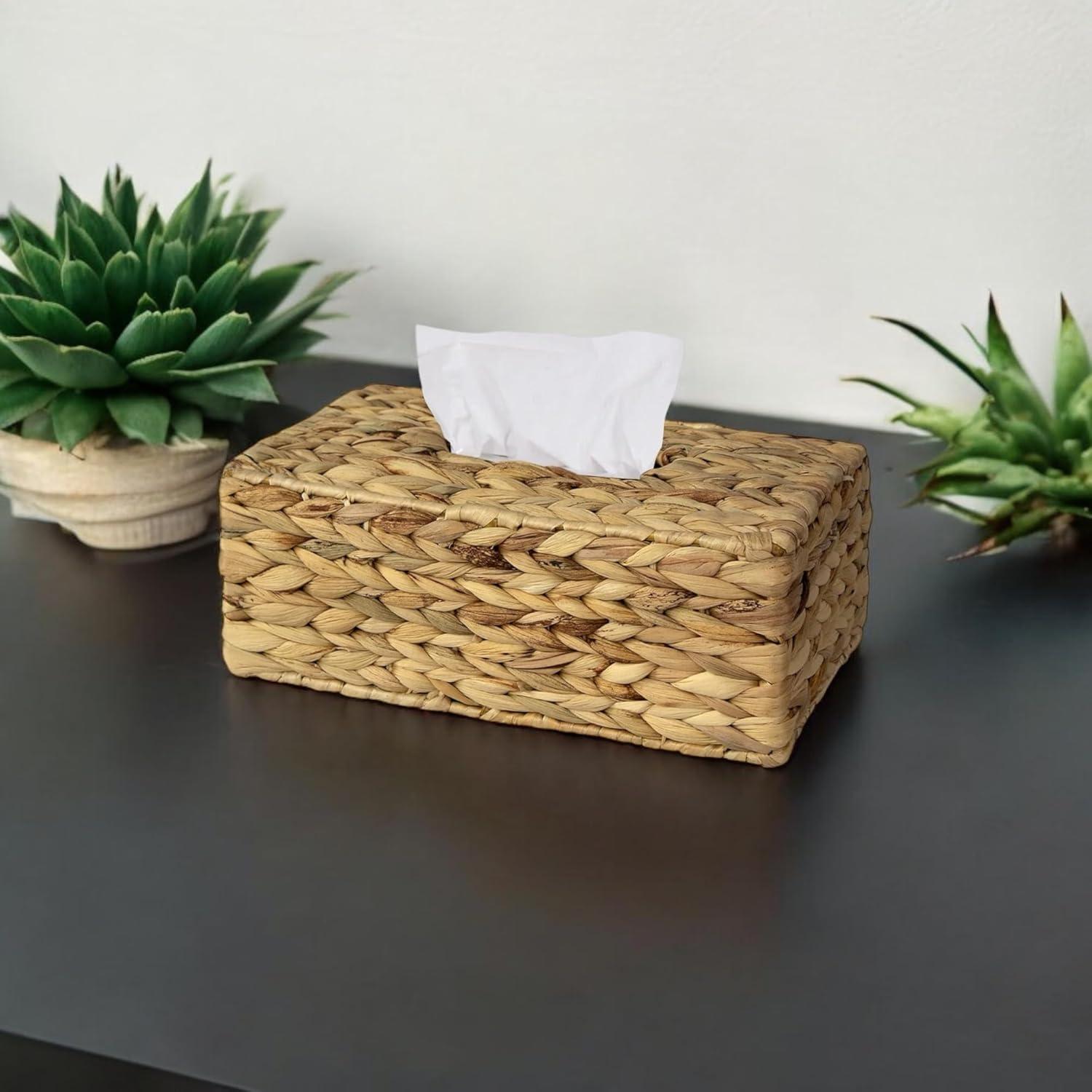 Natural Water Hyacinth Woven Square Tissue Box Holder