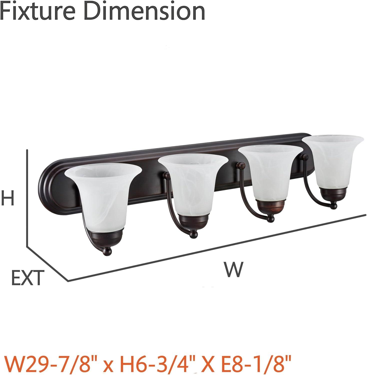 Oil Rubbed Bronze 4-Light Vanity Fixture with Alabaster Glass Shades