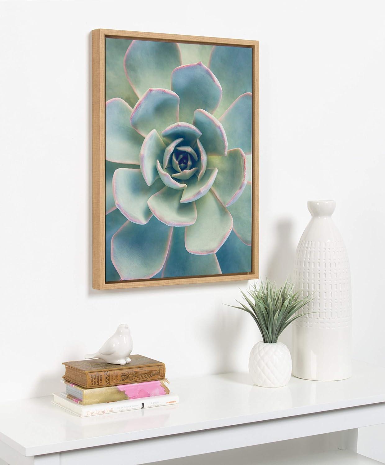 Kate and Laurel Sylvie Succulent 7 Color Photograph Framed Canvas Wall Art by F2 Images, 18x24 Natural