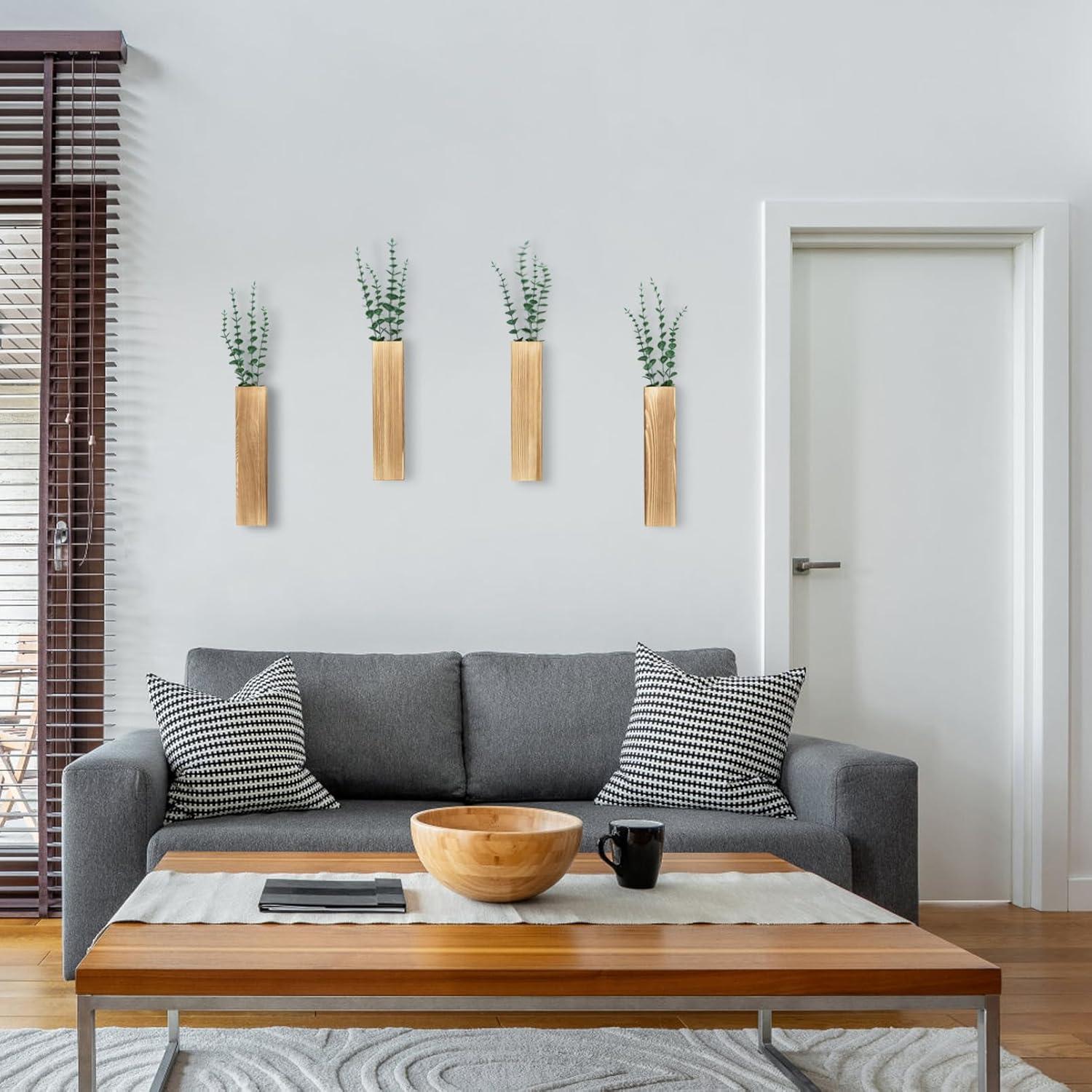 Wall Planters for Indoor Plants Modern Farmhouse Wooden Pocket Wall Vases for Dried Flowers and Faux Plants 4 Pack